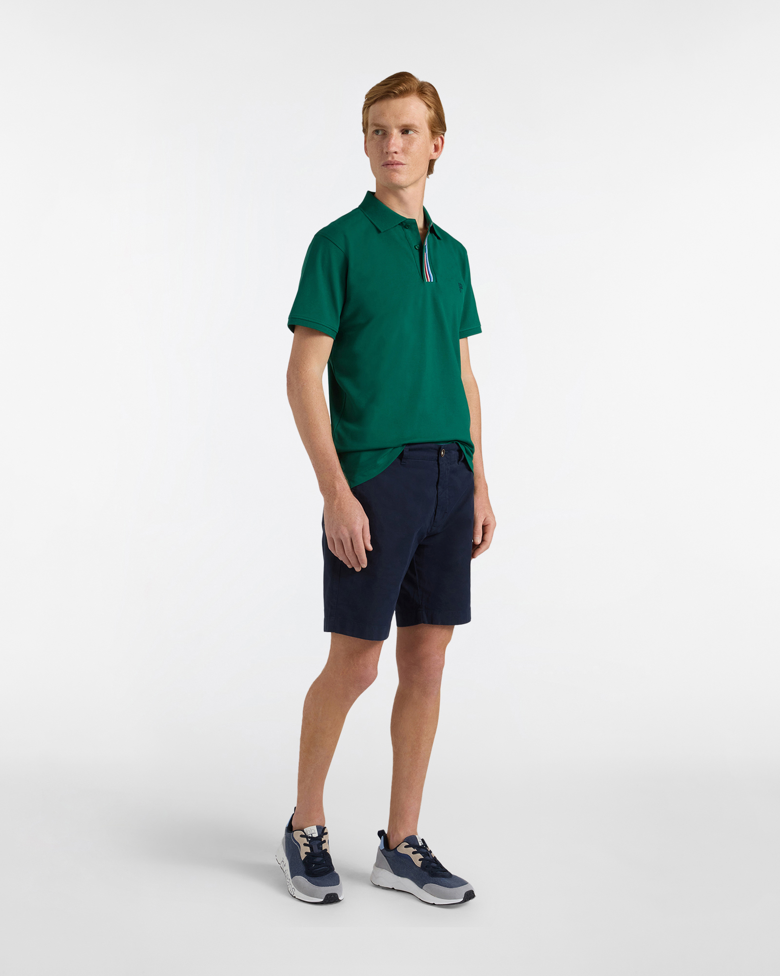 Polo uomo regular colletto multicolore, Verde bottiglia, large image number 3