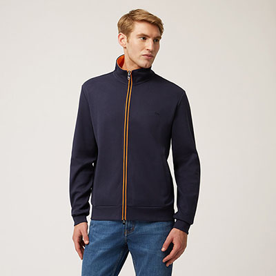 Full-Zip Sweatshirt With Contrasting Piping