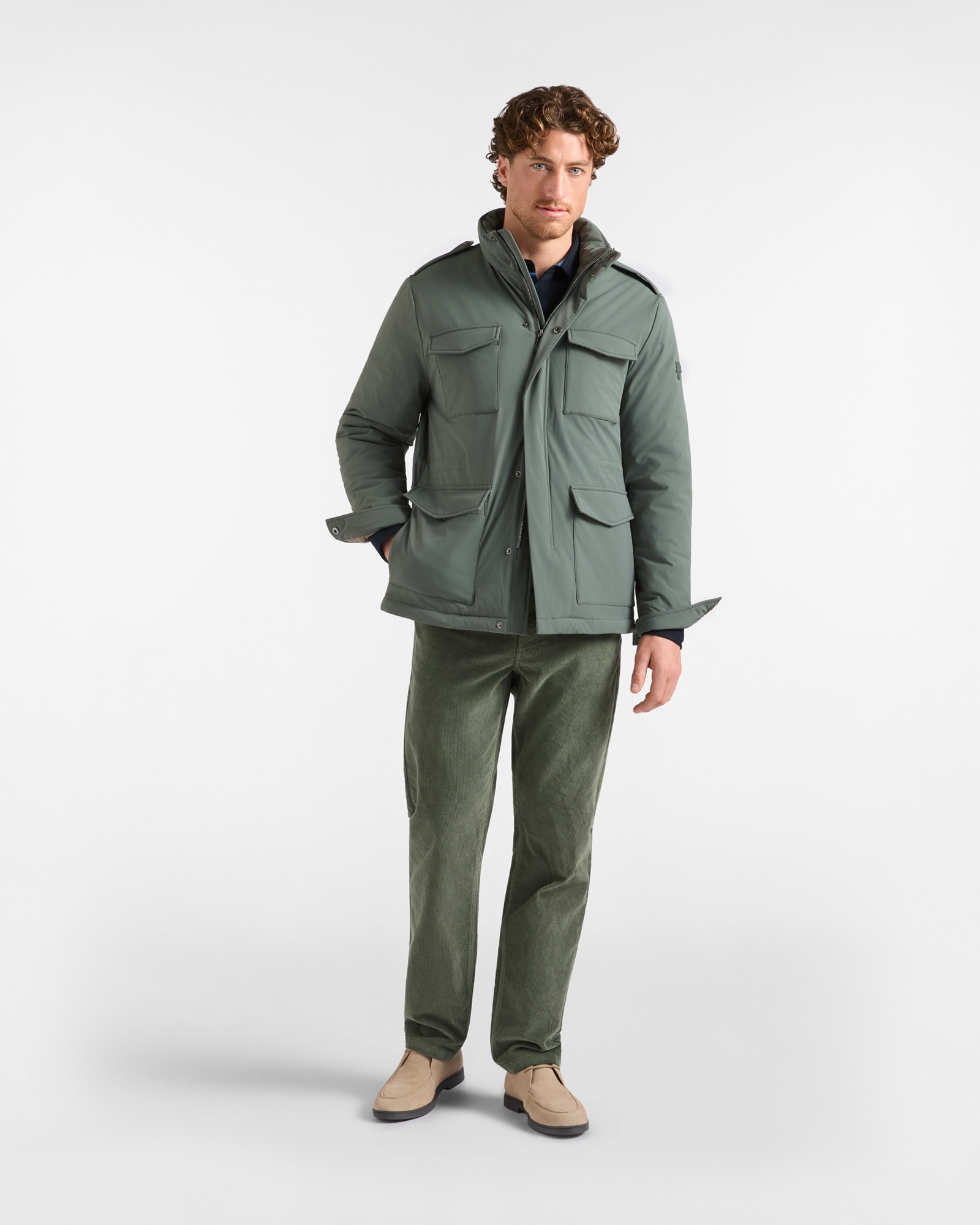 Giubbino HBJ Uomo con collo standup, imbottito in nylon, VERDE, large