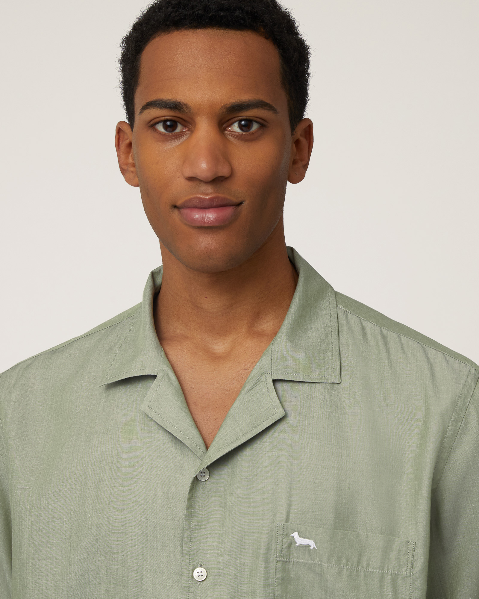 Bowling Shirt with Dachshund, Military Green, large image number 2