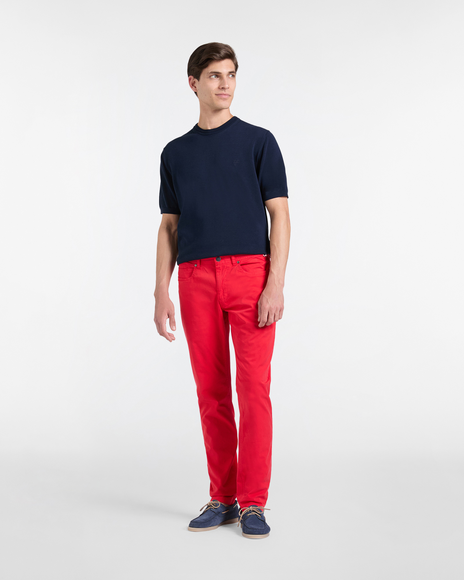 Pantalone Uomo Cinque Tasche in Light Twill Narrow Fit, Rosso, large image number 3