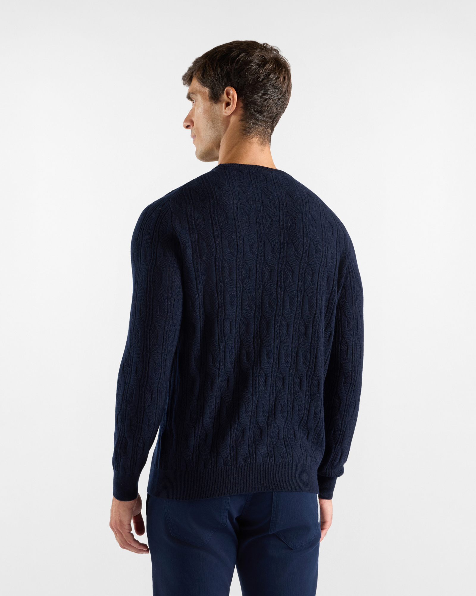 Men's Made in Italy sweater in 100% pure cashmere with regular fit, NAVY BLUE, large