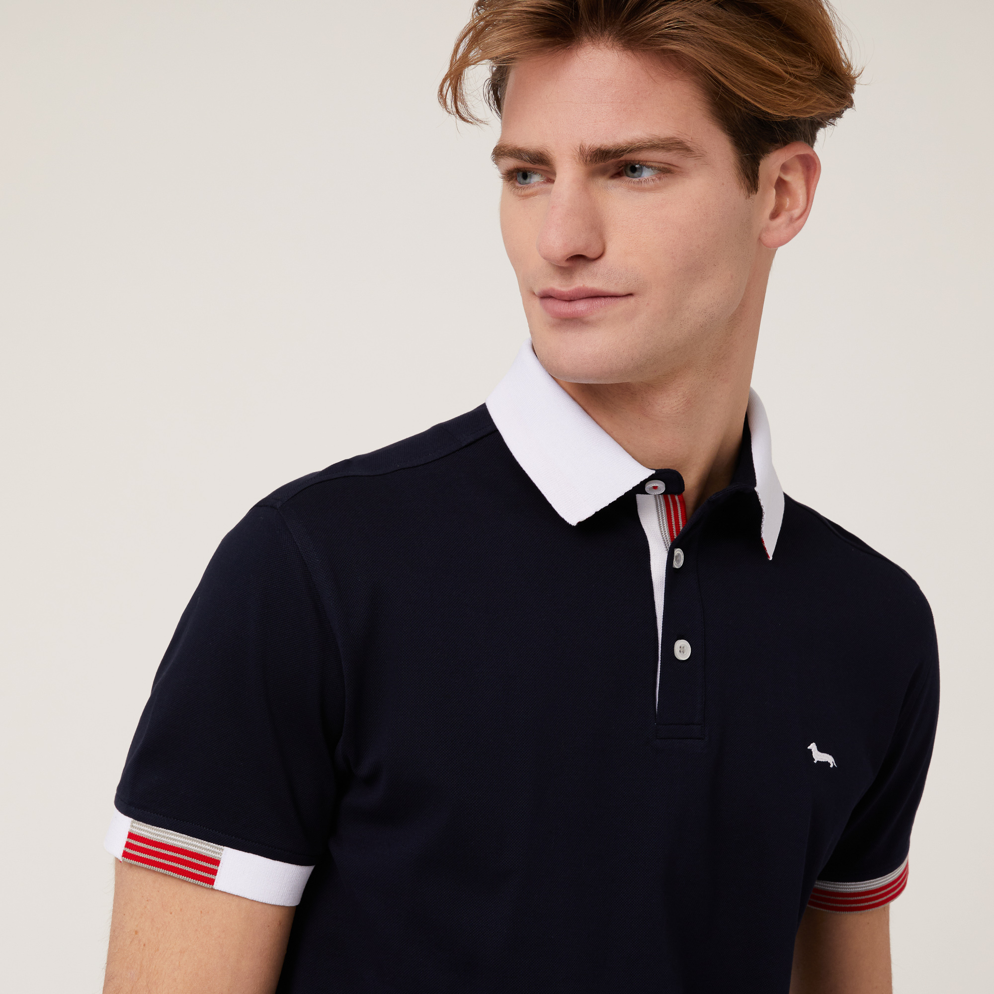 Polo In Cotone Con Contrasti, Blu Navy, large image number 2