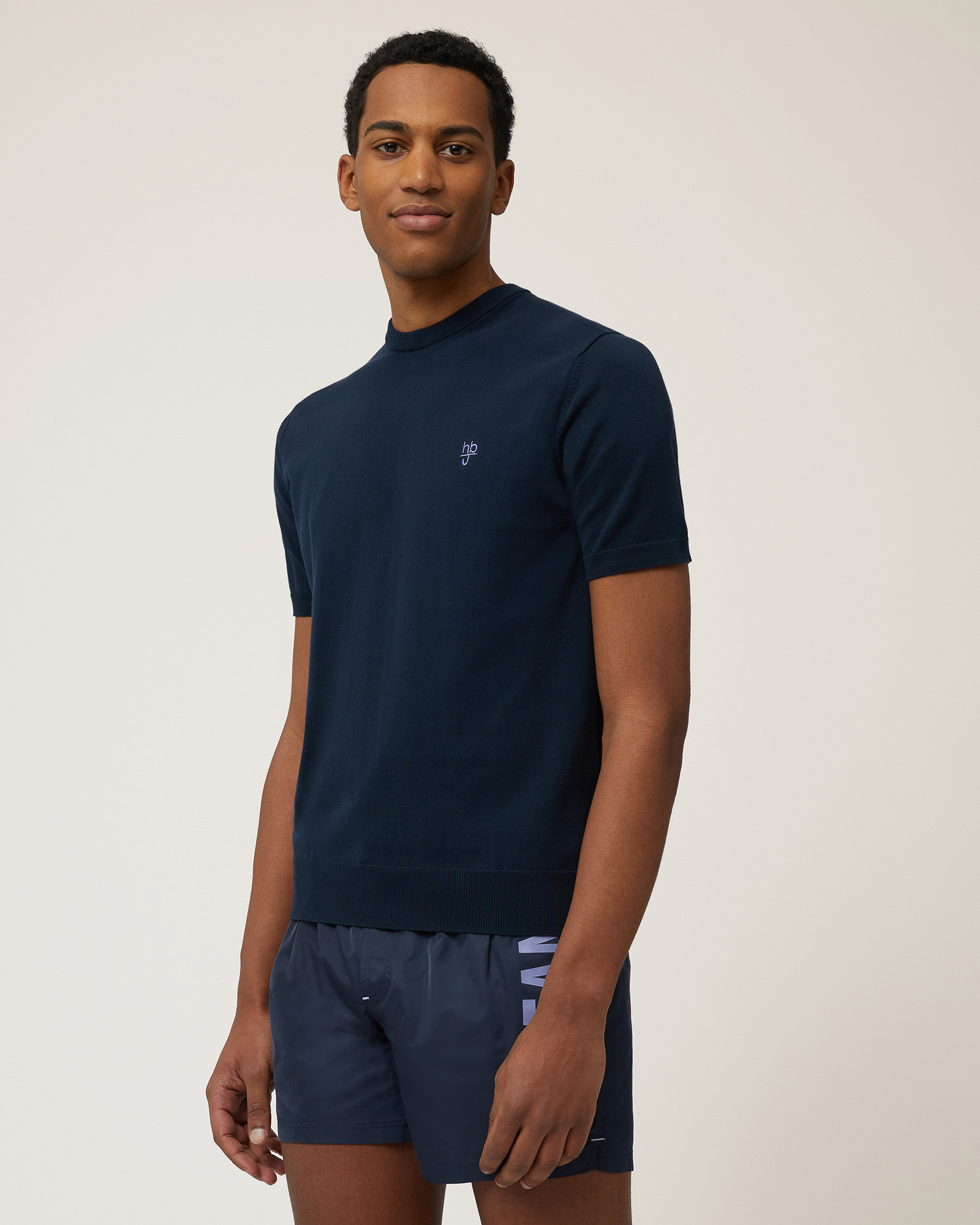 T-Shirt In Maglia, Blu Scuro, large