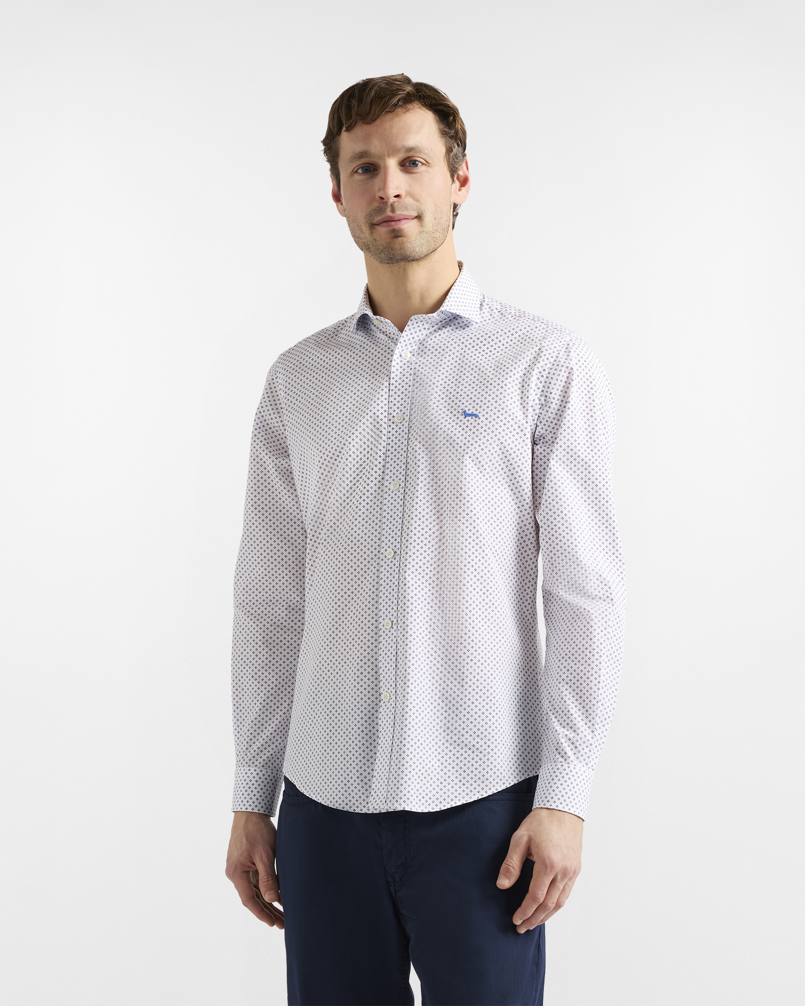 Chemise &agrave; micro-imprim&eacute; coupe ajust&eacute;e