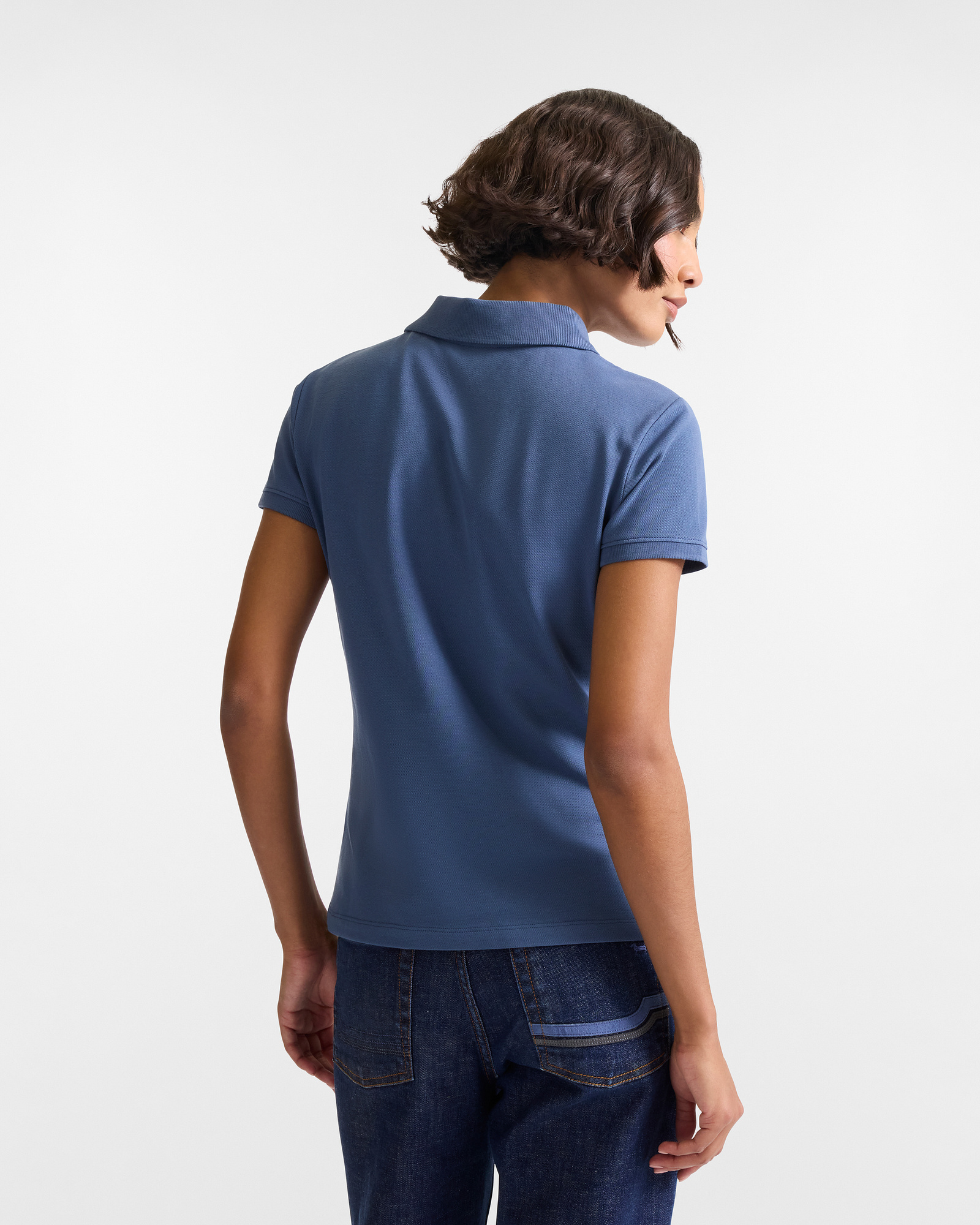 V-Neck Striped Polo, Dark Lavander, large image number 1