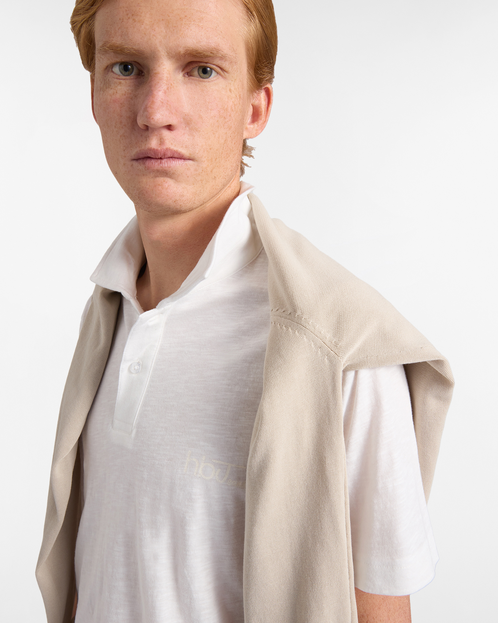 Polo uomo regular fit tinta unita collo classico, Bianco naturale, large image number 2