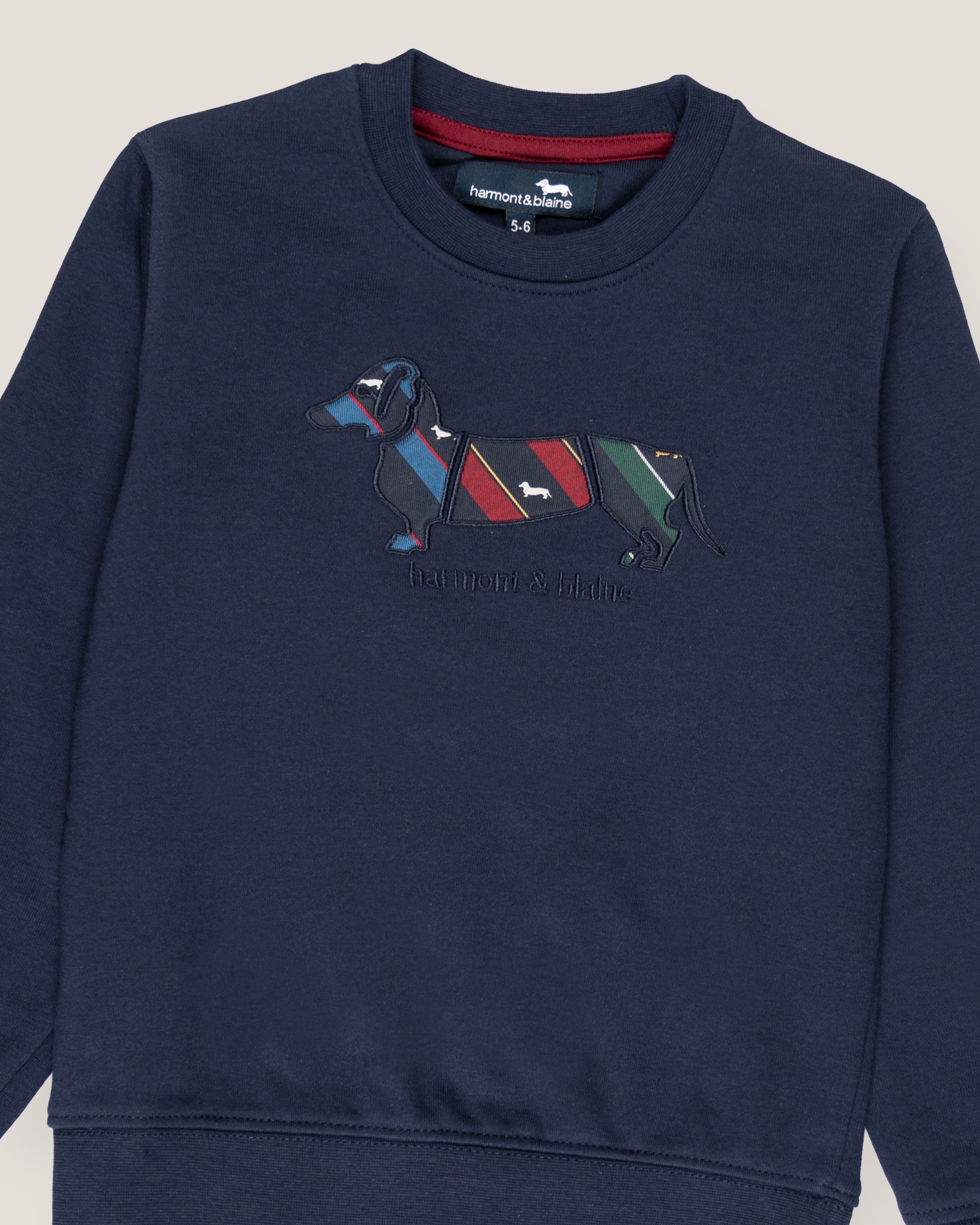 Crewneck sweatshirt with embroidery, Dark Blue, large