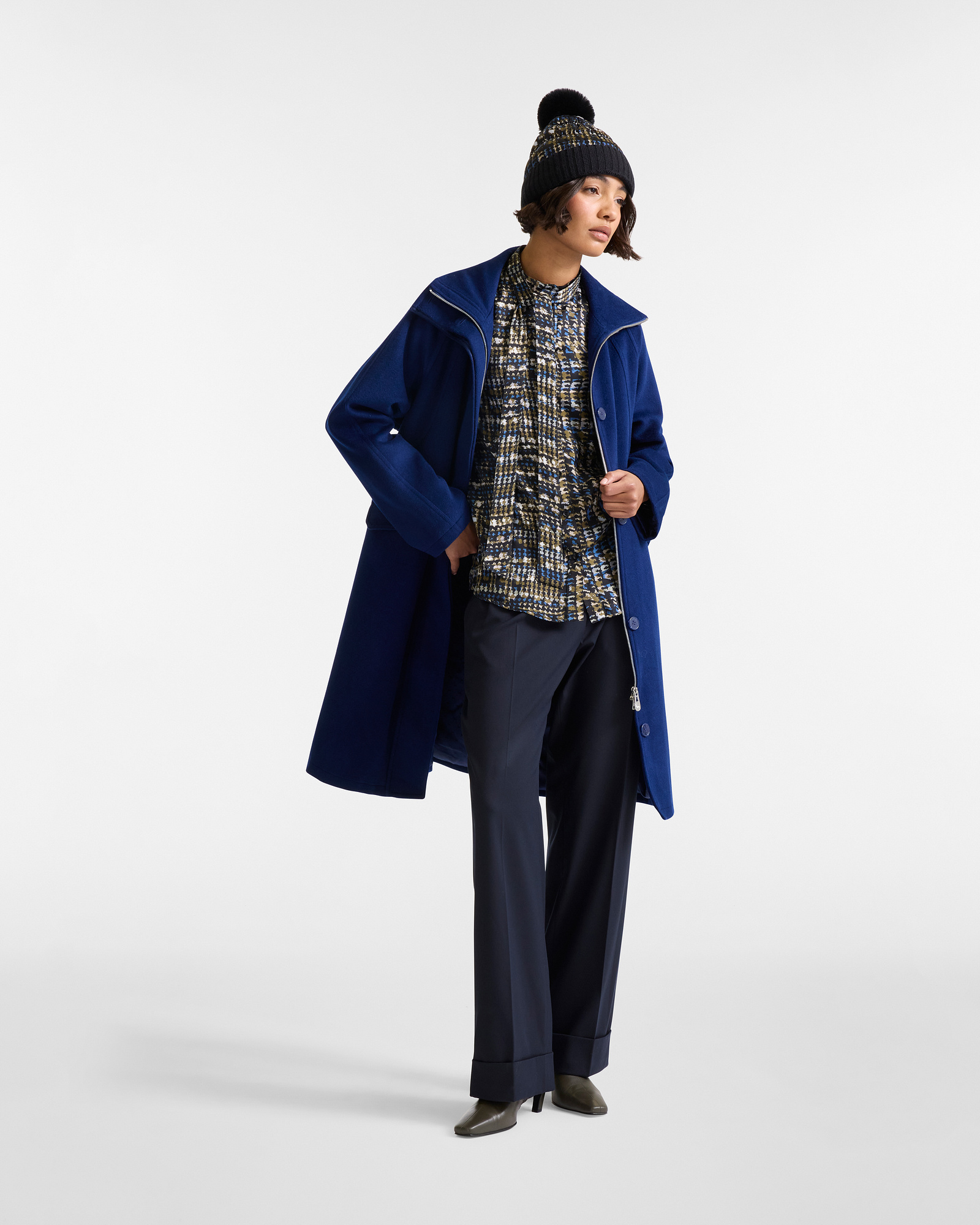 Shirt with Scarf in Viscose, Dusty Blue, large image number 3