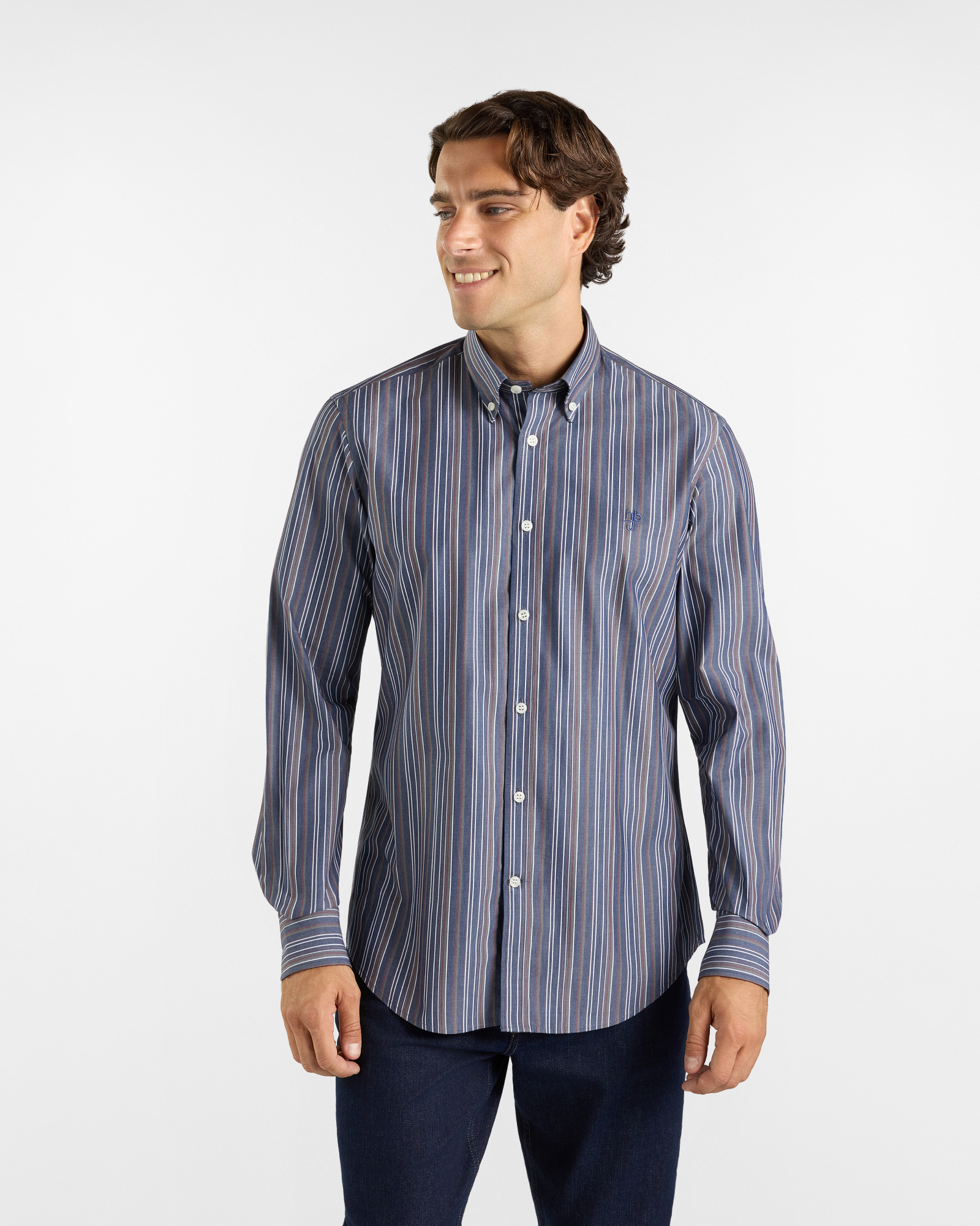 Camicia HBJ Uomo Regular Fit con collo Montecarlo in puro cotone blu scuro