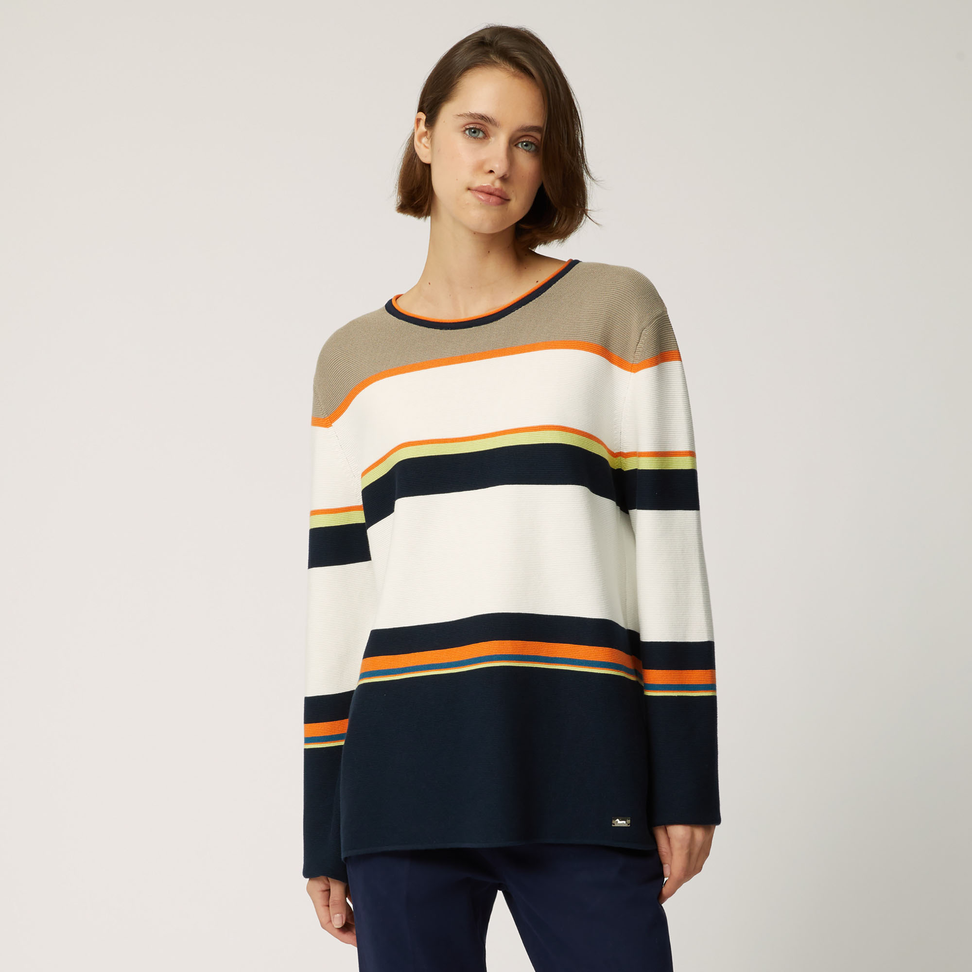 Elevate Dutility Striped Cotton Pullover, Blue, large