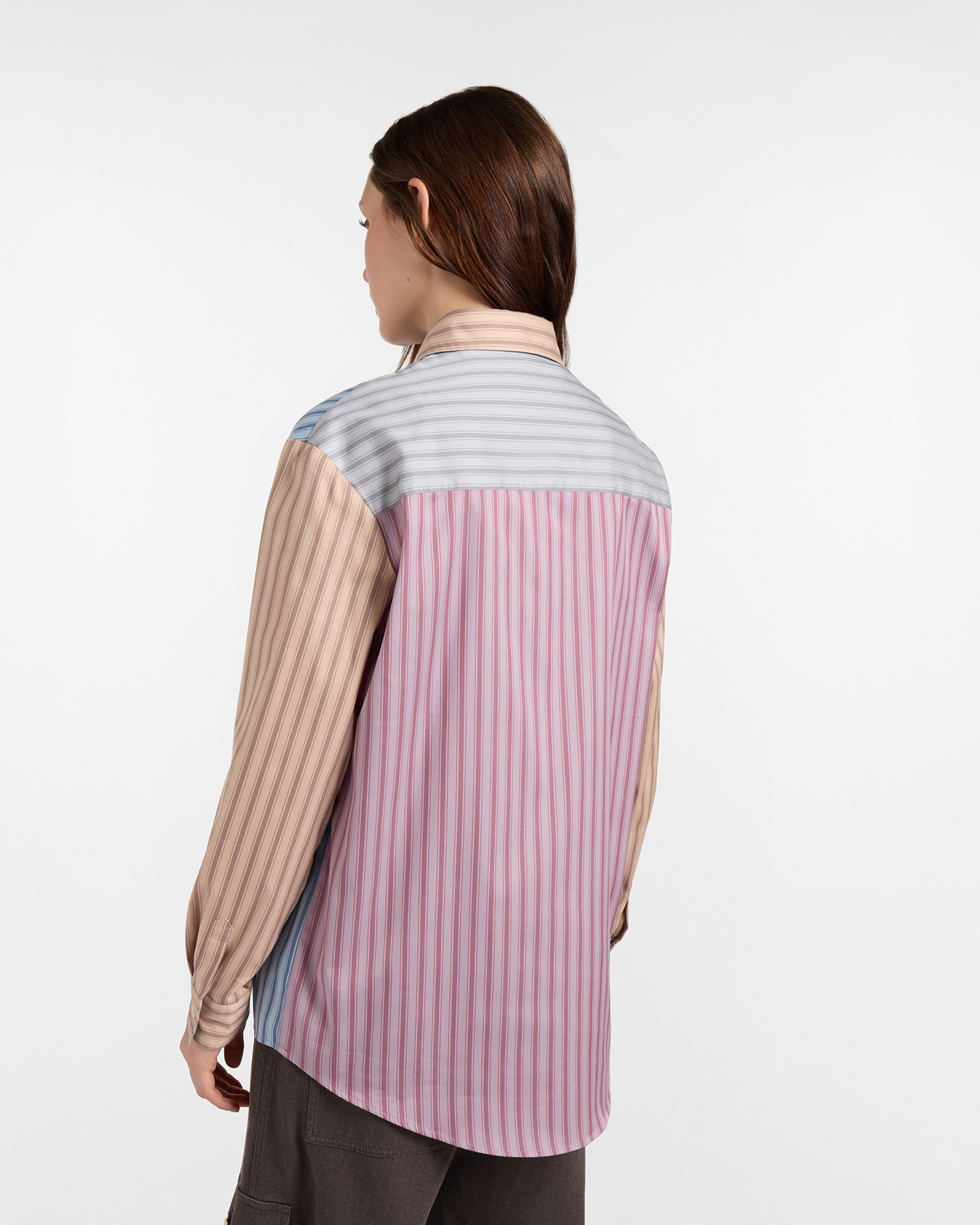 Camisa &laquo;Piazzetta&raquo; de mujer patchwork de rayas Over Fit, AZUL CLARO, large image number 2
