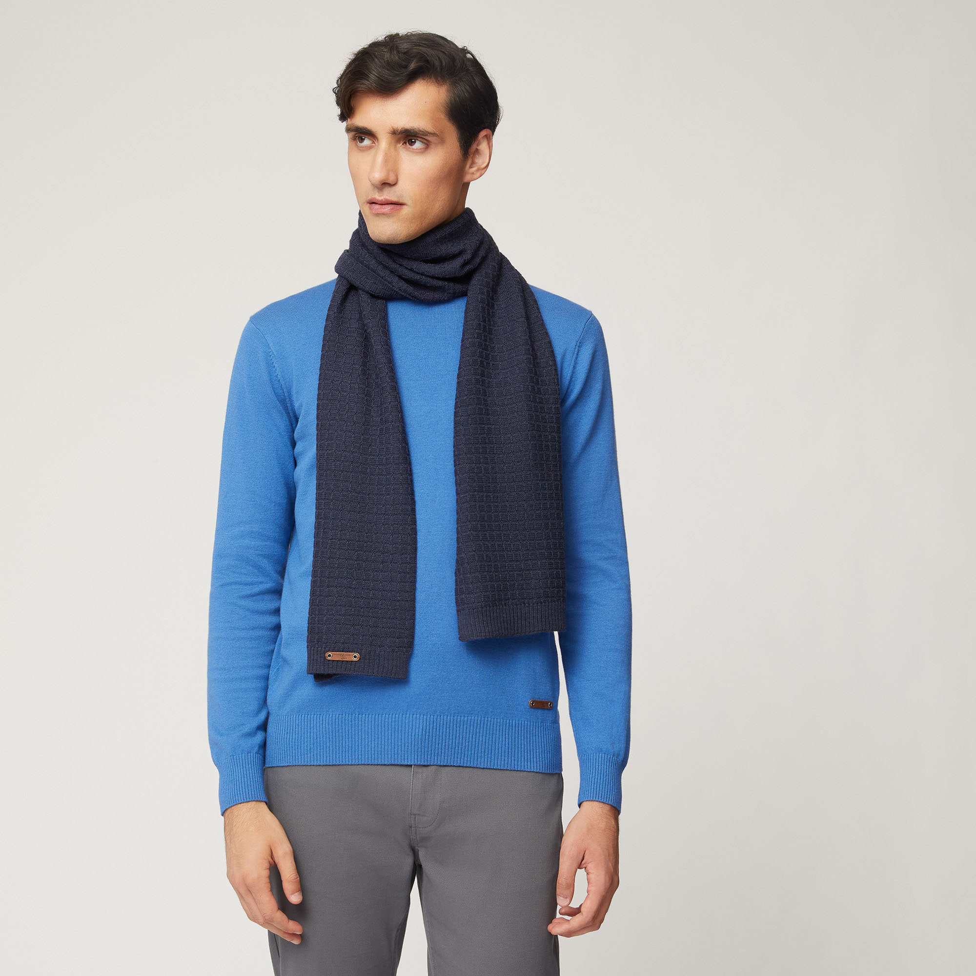 Sciarpa In Misto Lana Con Texture 3D, Light Blue, large image number 2