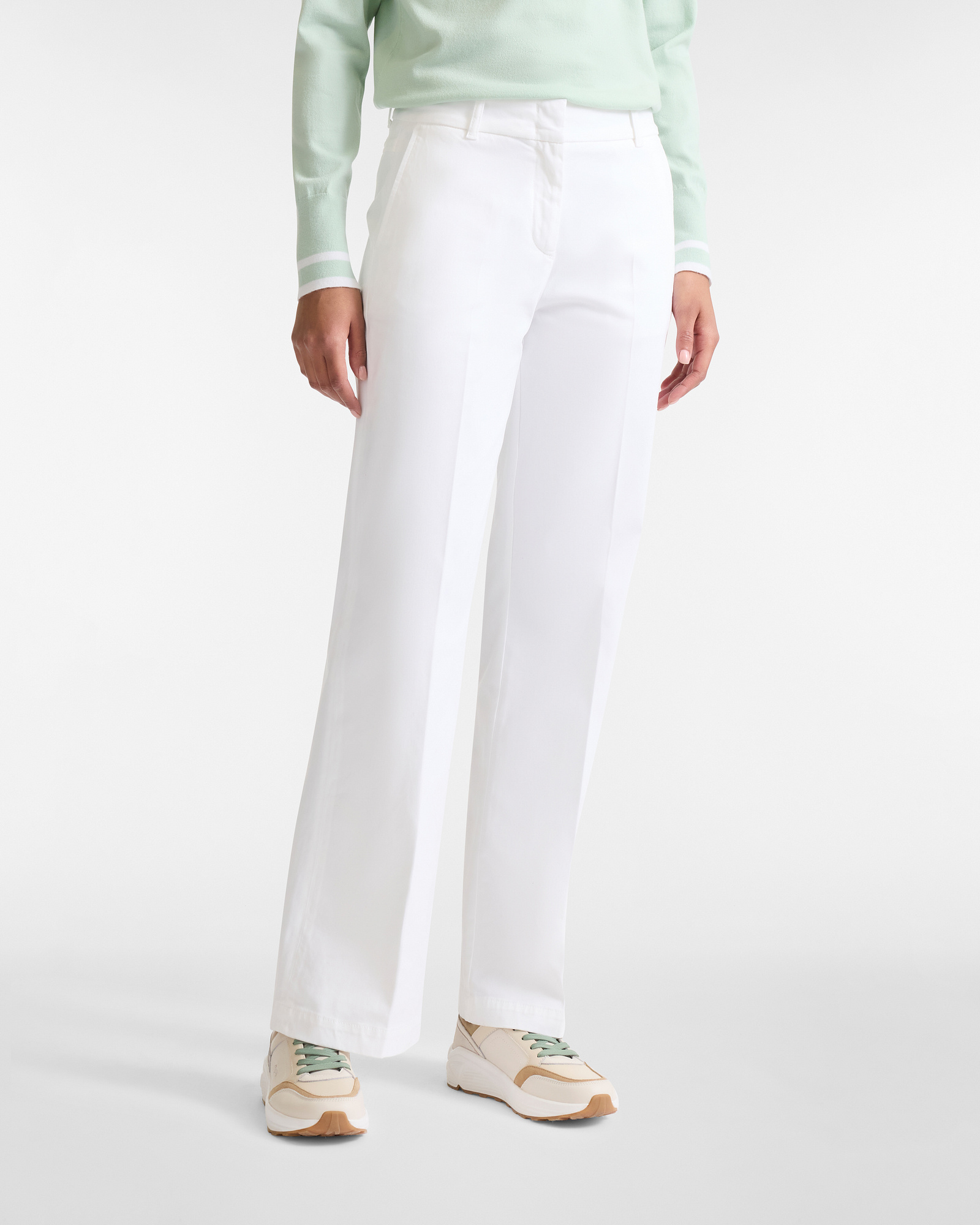 Pantaloni Gamba Dritta In Raso, Bianco Latte, large image number 0