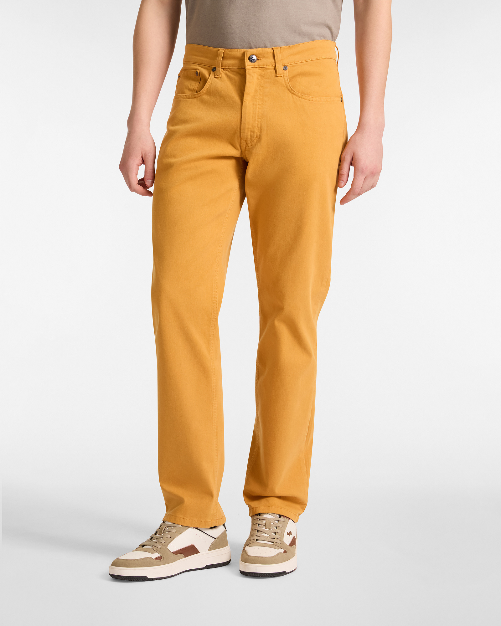 Regular Fit Gabardine Pants, Mustard, large
