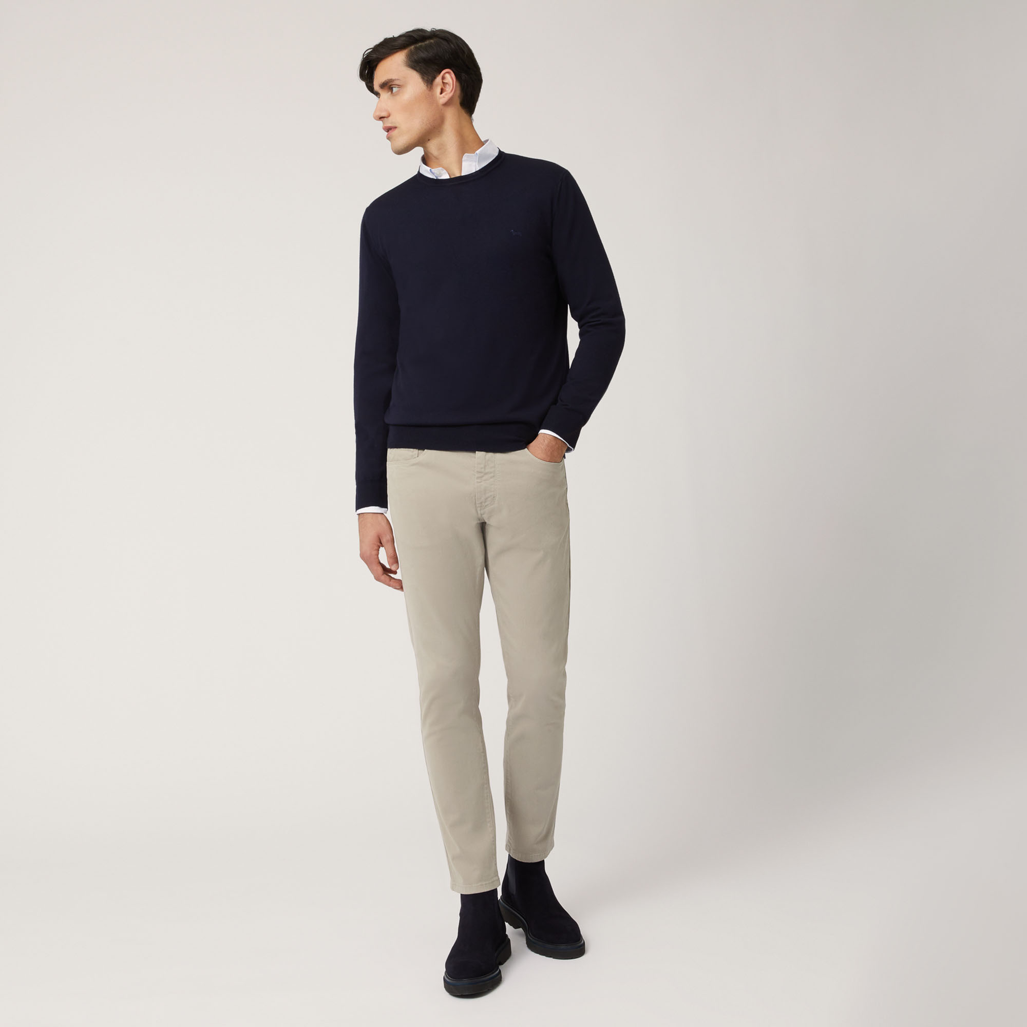 Merino Wool Crew-Neck Pullover, Blue, large image number 3