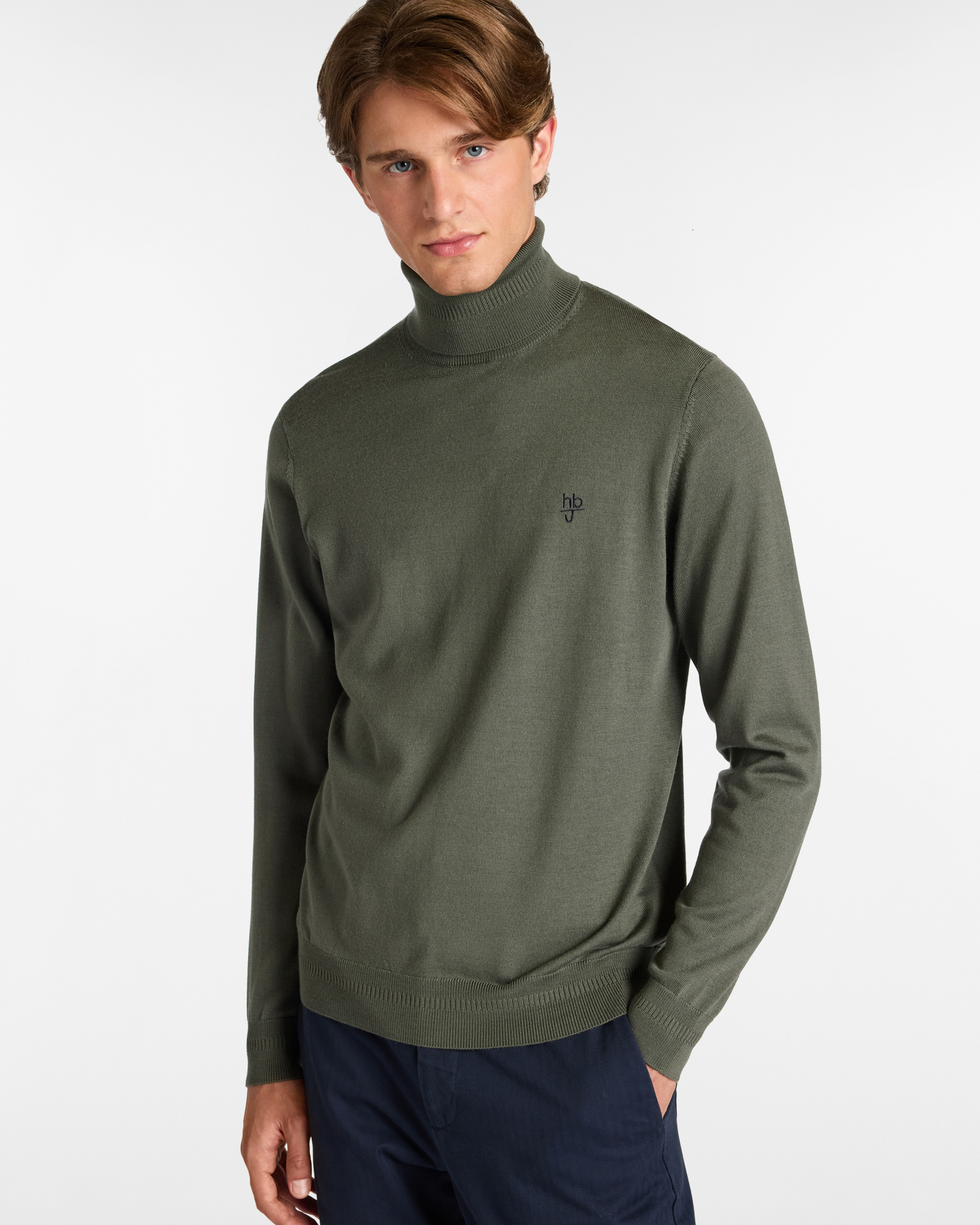 Merino Wool Turtleneck with Embroidered Logo