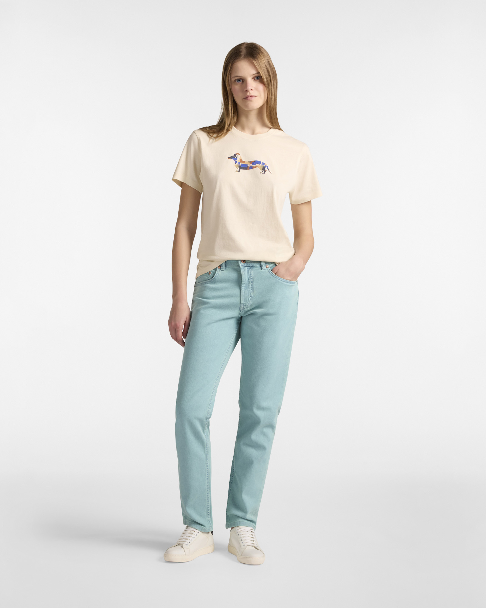 T-Shirt with Printed Dachshund, Beige, large image number 3