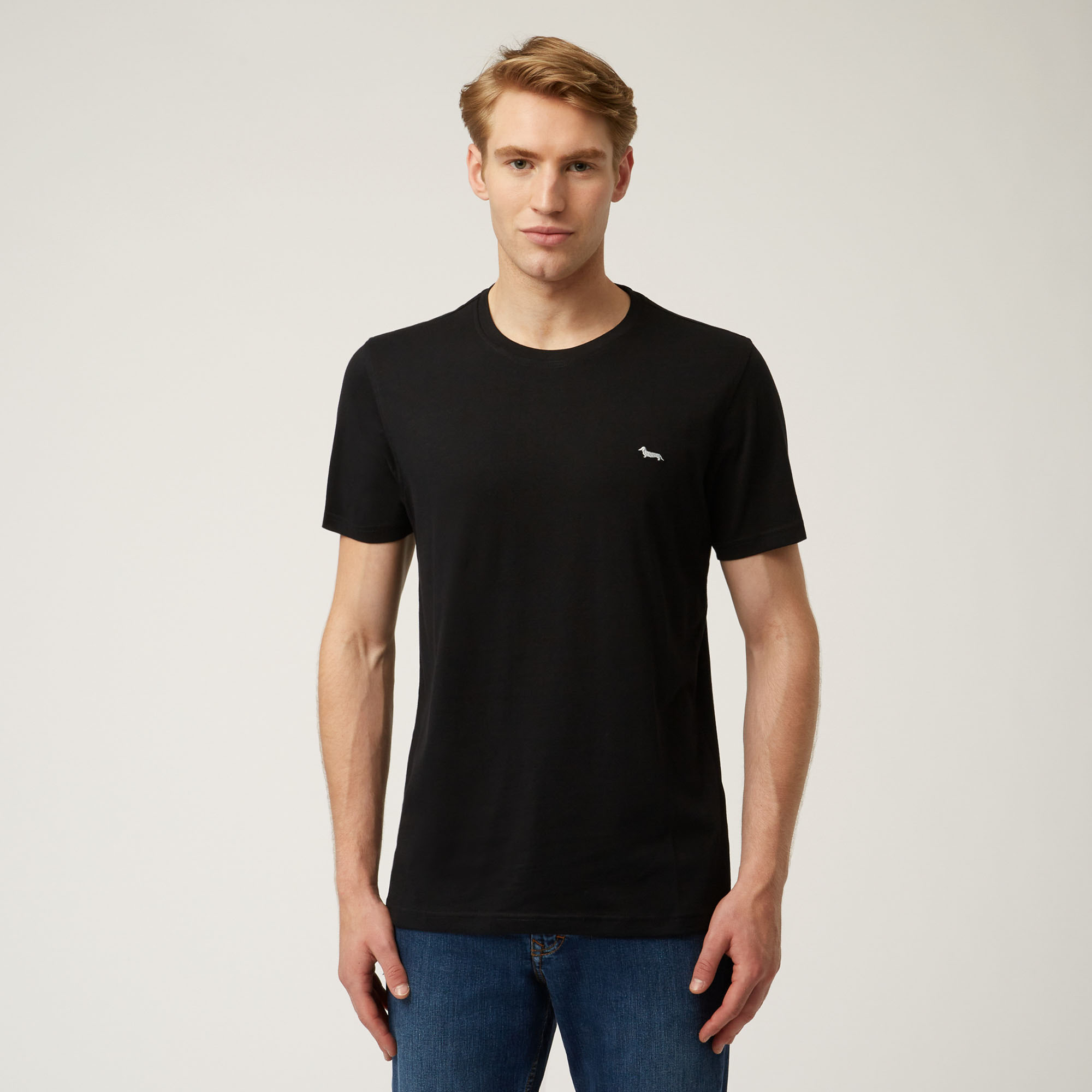 Essentials t shirt in plain coloured cotton, Black, large