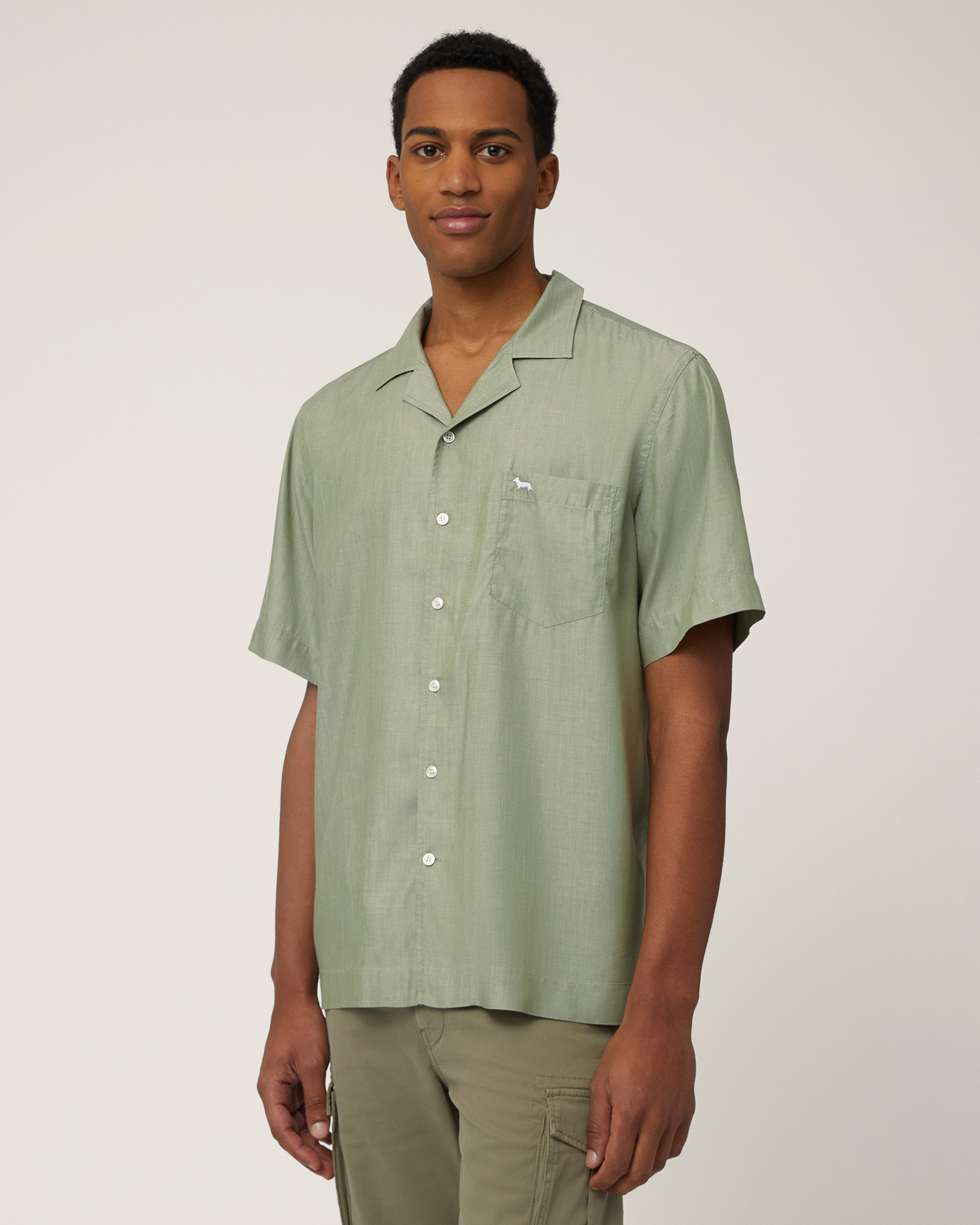 Bowling Shirt with Dachshund, Military Green, large image number 0
