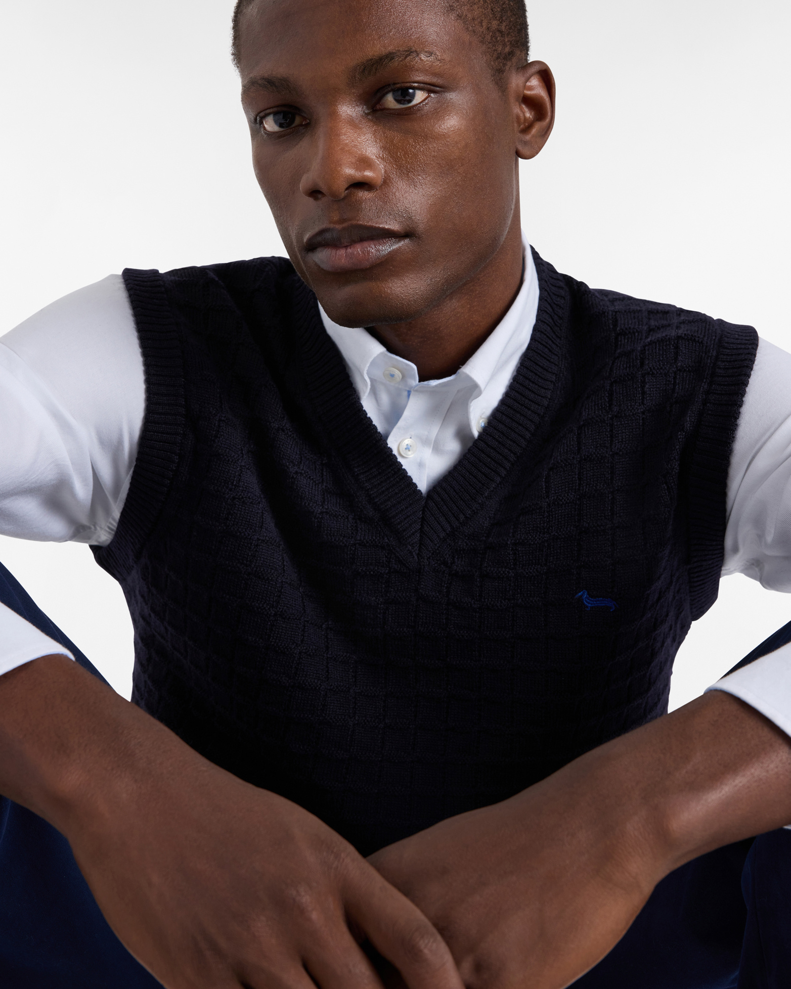 Vest with Checkered Pattern, Navy Blue, large image number 2