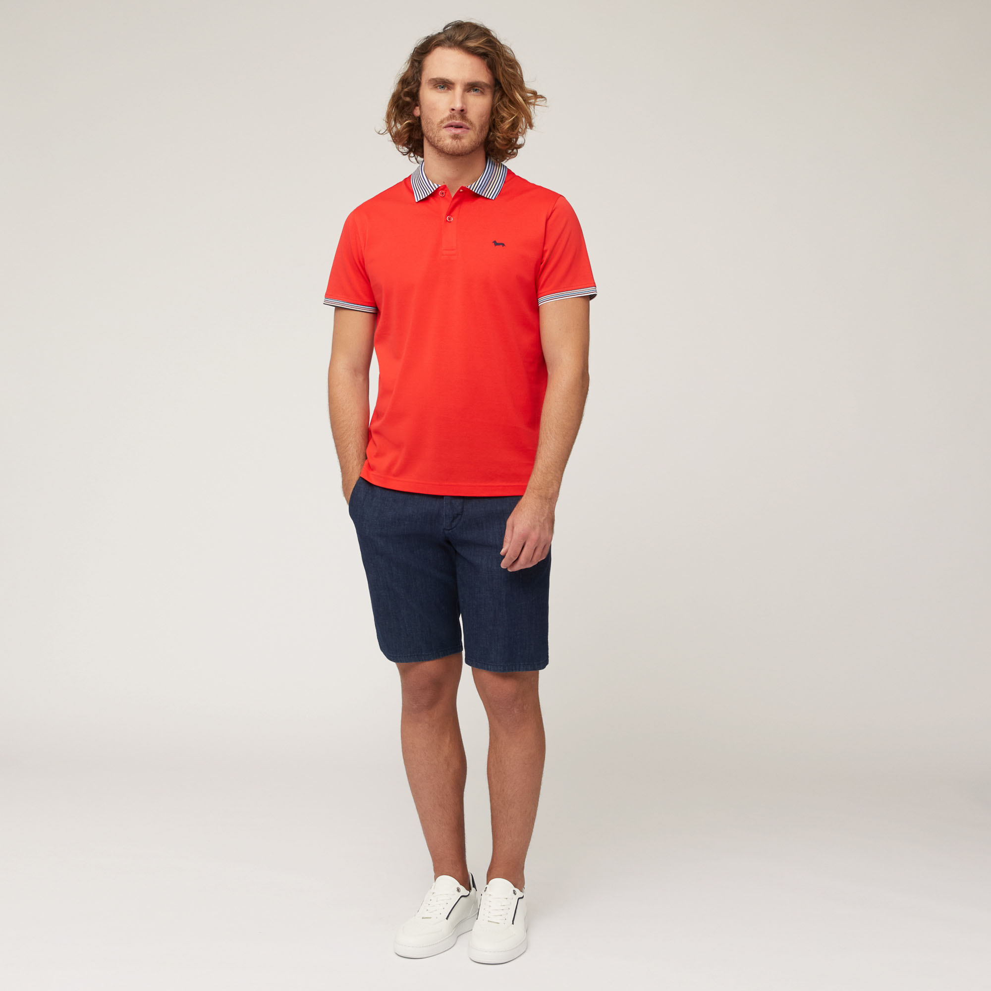 Polo with Contrasting Print, Light Red, large image number 3