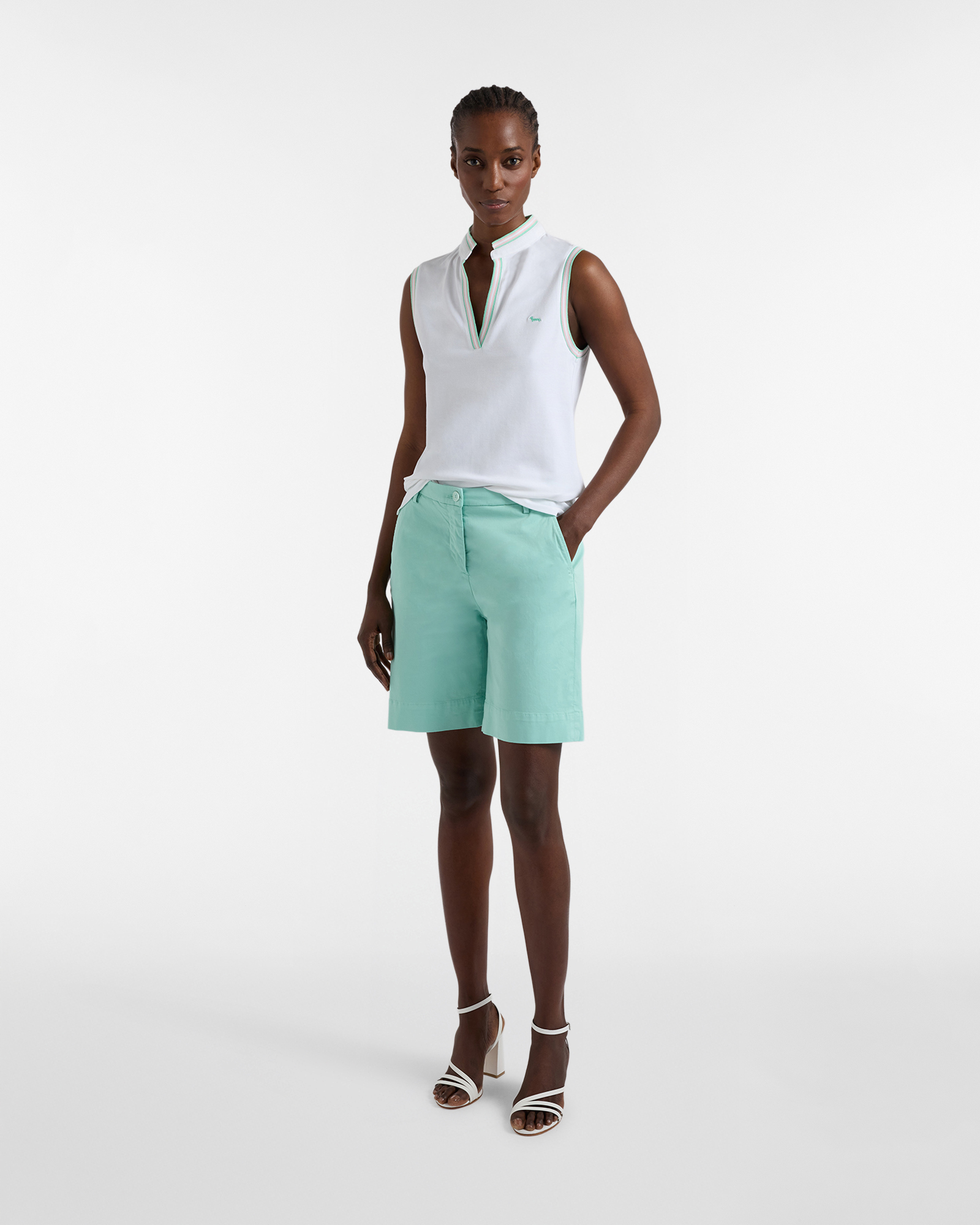 Women's sleeveless polo shirt, White, large image number 3