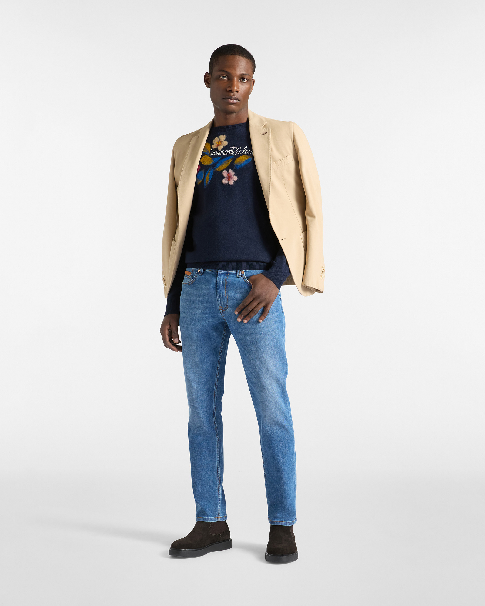 Single-Breasted Jacket in Cashmere Blend, Sand, large image number 3