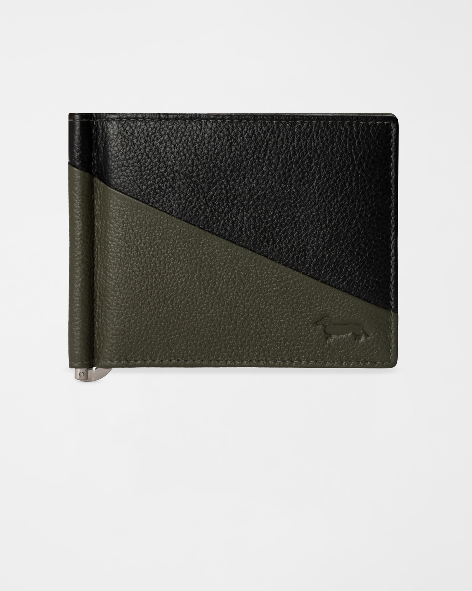 Cartera de hombre con sujetabilletes de piel aut&eacute;ntica verde/negra