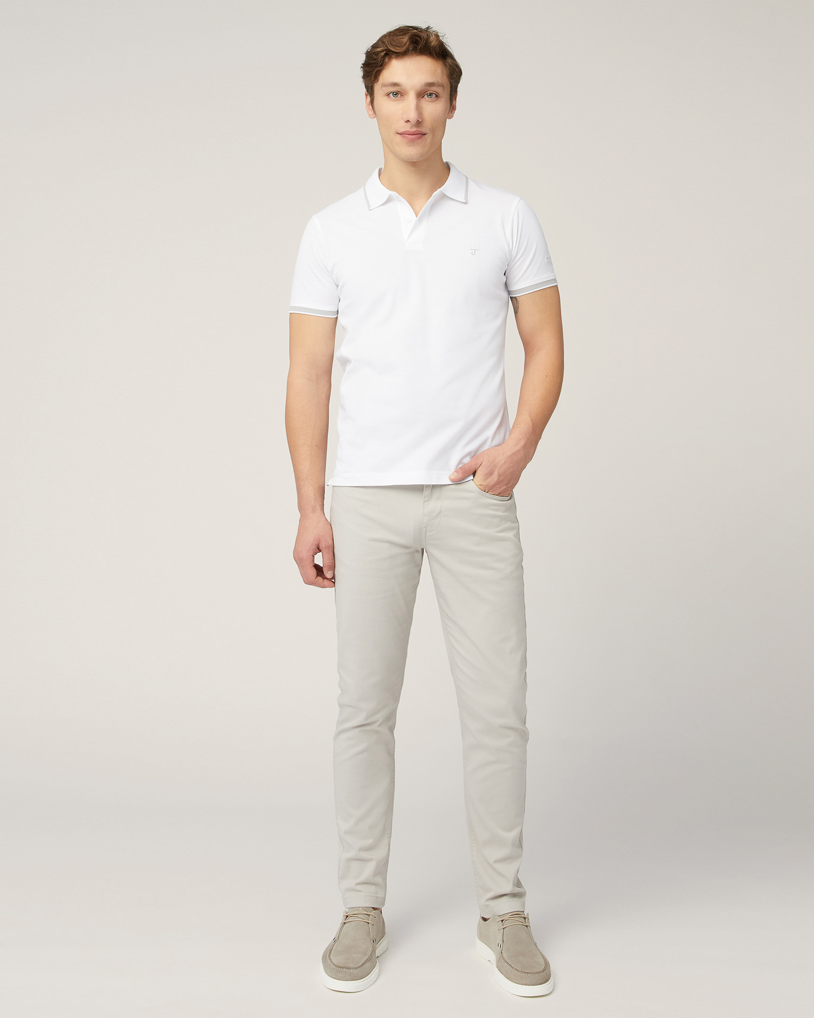 Polo with Contrasting Stripes, White, large image number 3