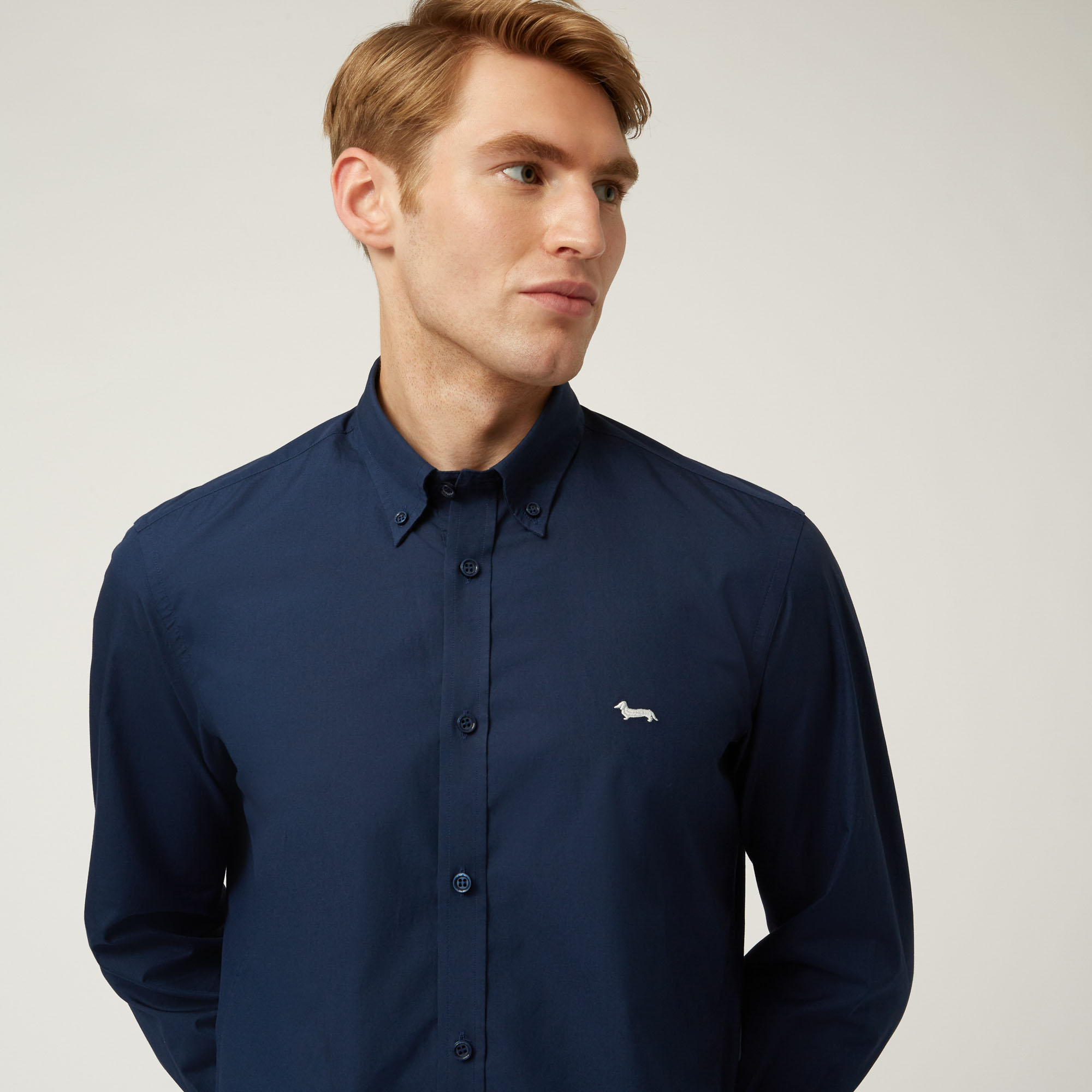 Essentials shirt in plain-coloured cotton, Light Blue, large image number 2