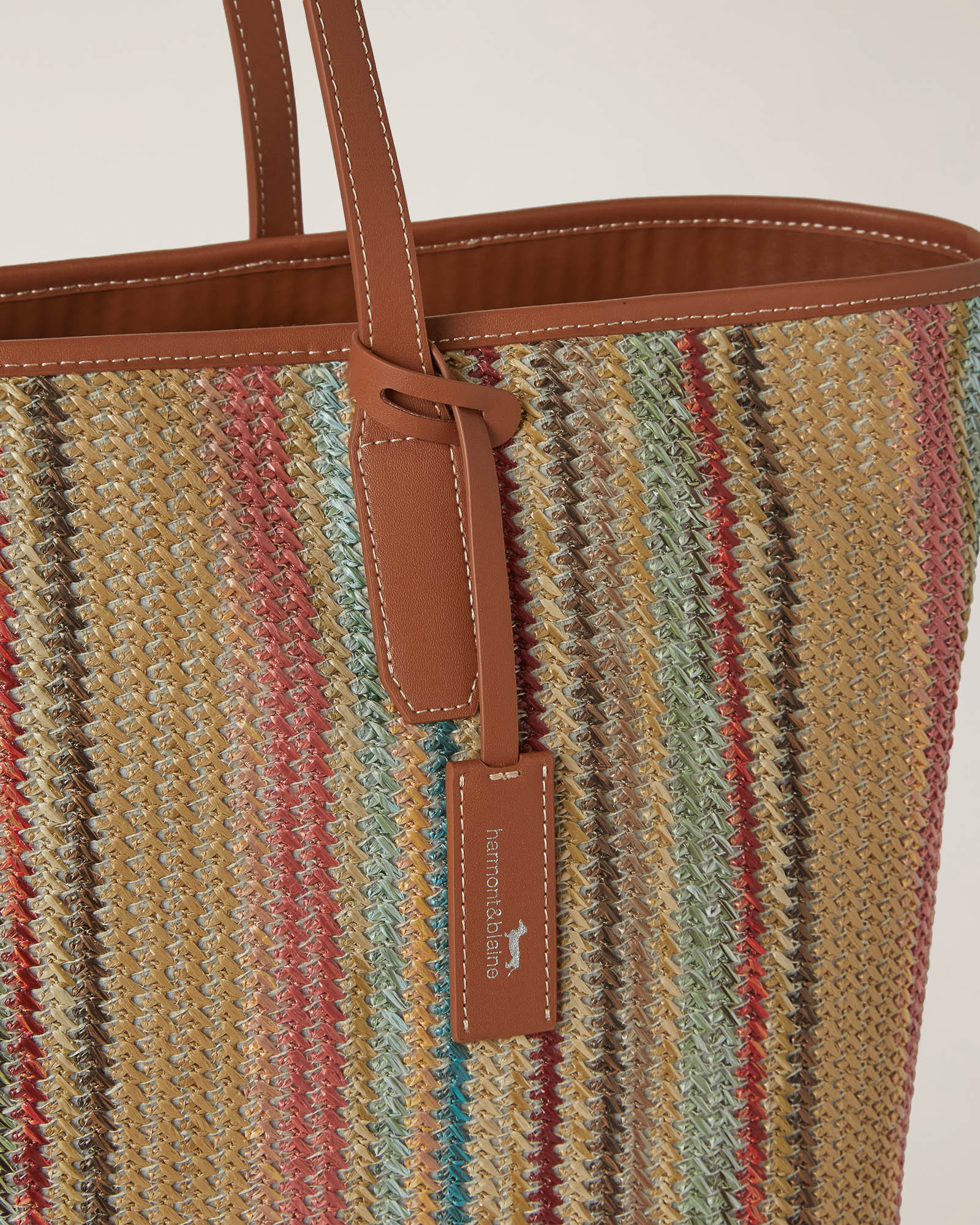 Straw Shopper Bag, Beige, large image number 2