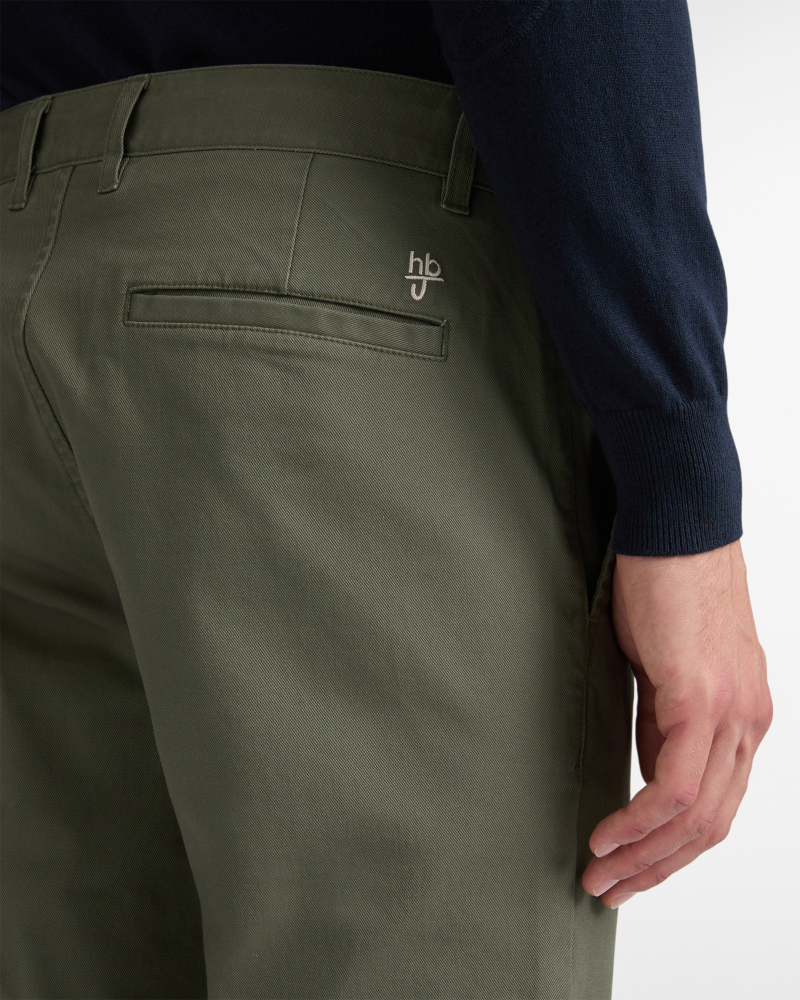 Pantaloni Chino Narrow Fit in Cotone Stretch, Verde Oliva, large image number 2
