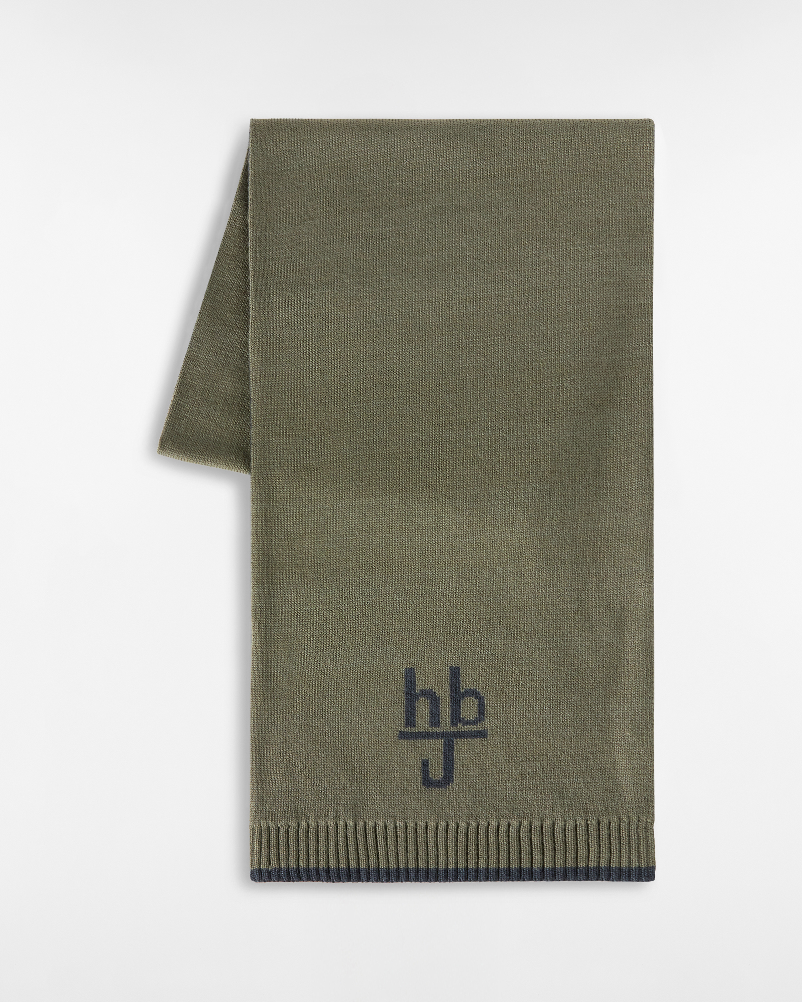 Knitted Scarf with Embroidered Logo and Contrast Border