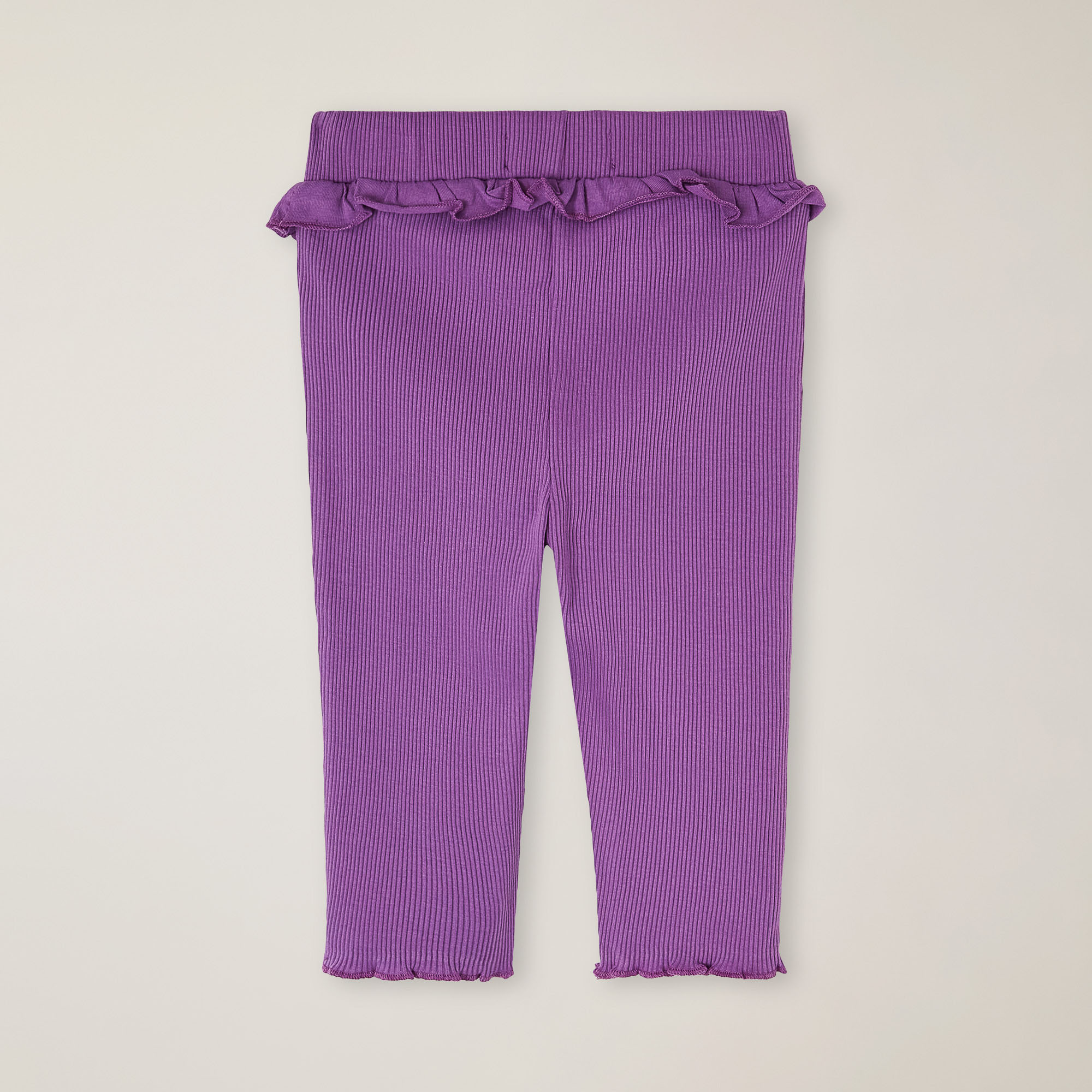 Ribbed leggings with ruffles, Dark purple, large image number 1