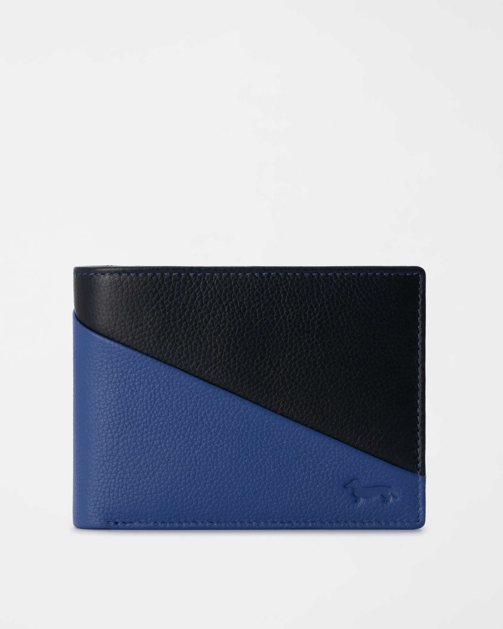 Men&rsquo;s Two-Tone Genuine Leather Wallet with Light Blue/Black Coin Pocket