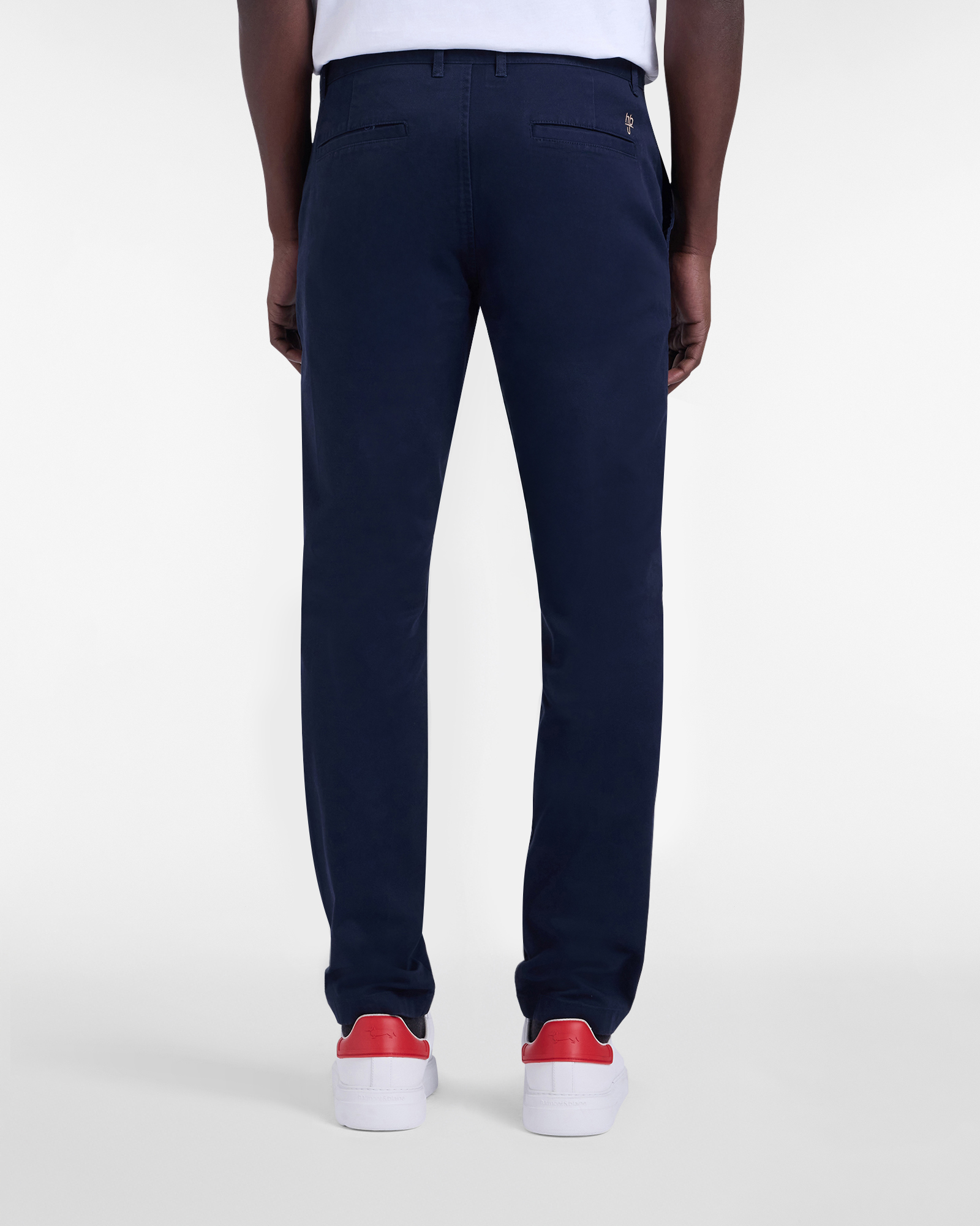 Pantaloni Chino Narrow Fit in Cotone Stretch, Blu Scuro, large image number 1