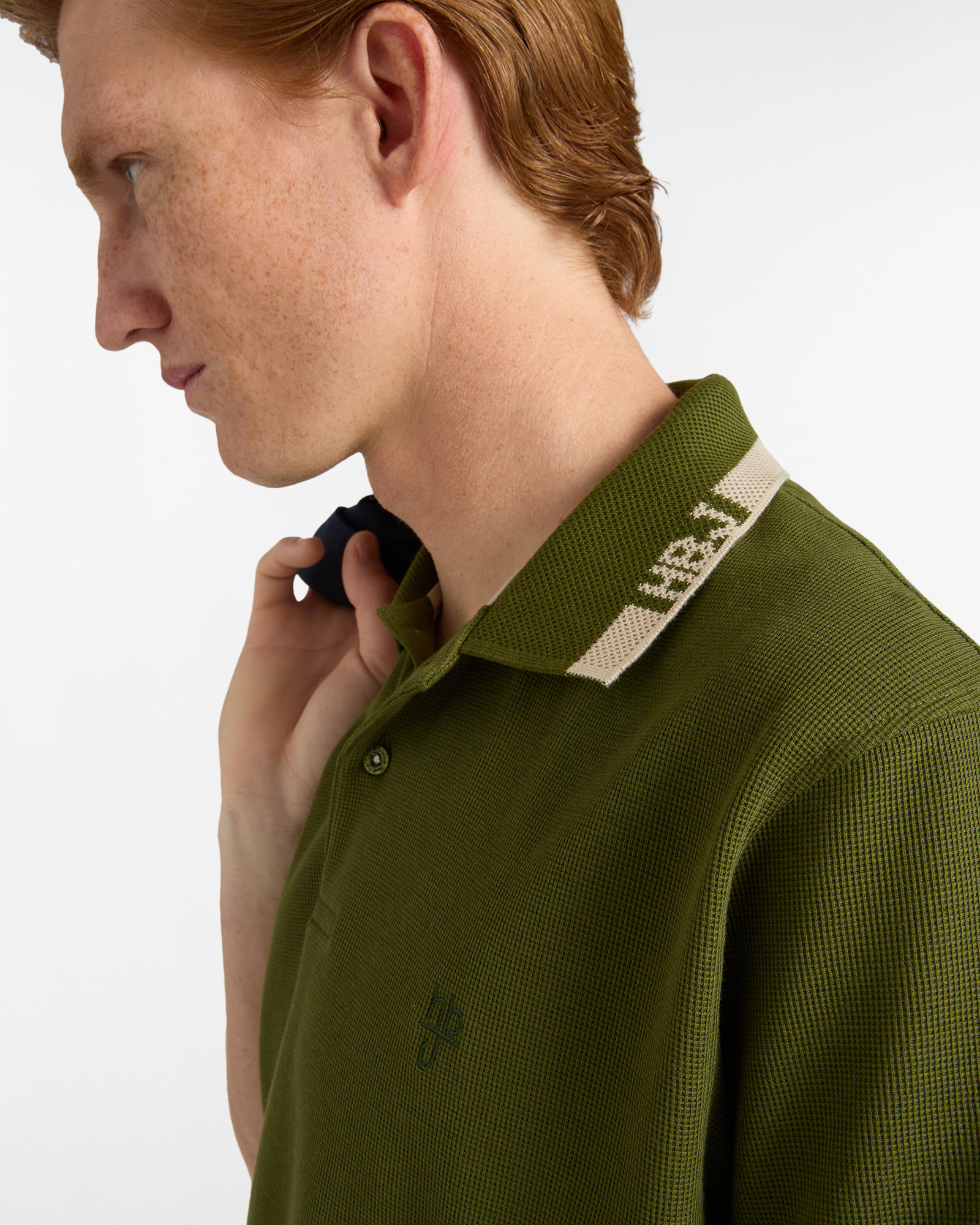 Polo uomo regular fit colletto a contrasto, Verde militare, large image number 2