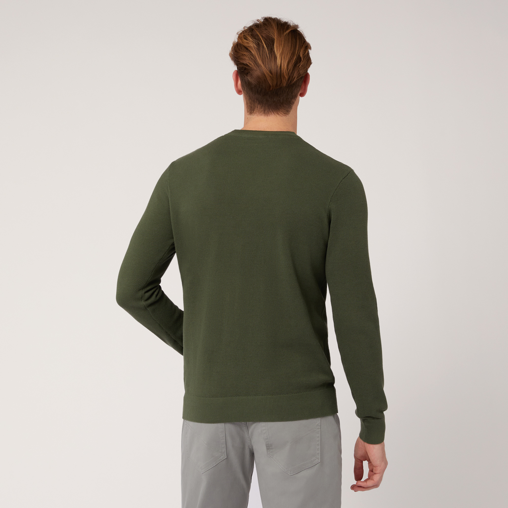 Pullover Girocollo Texture 3D, Verde, large image number 1
