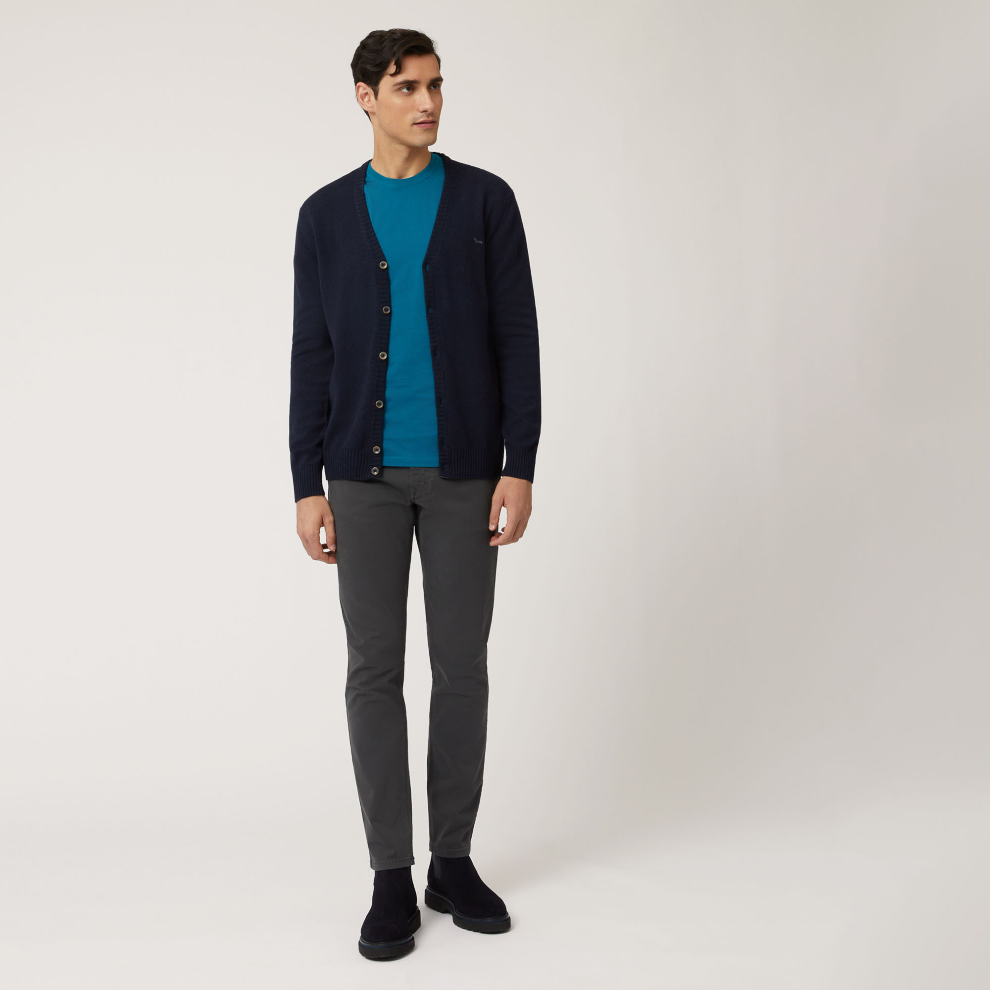 Cardigan Con Scollo A V E Bottoni, Blu Chiaro, large image number 3