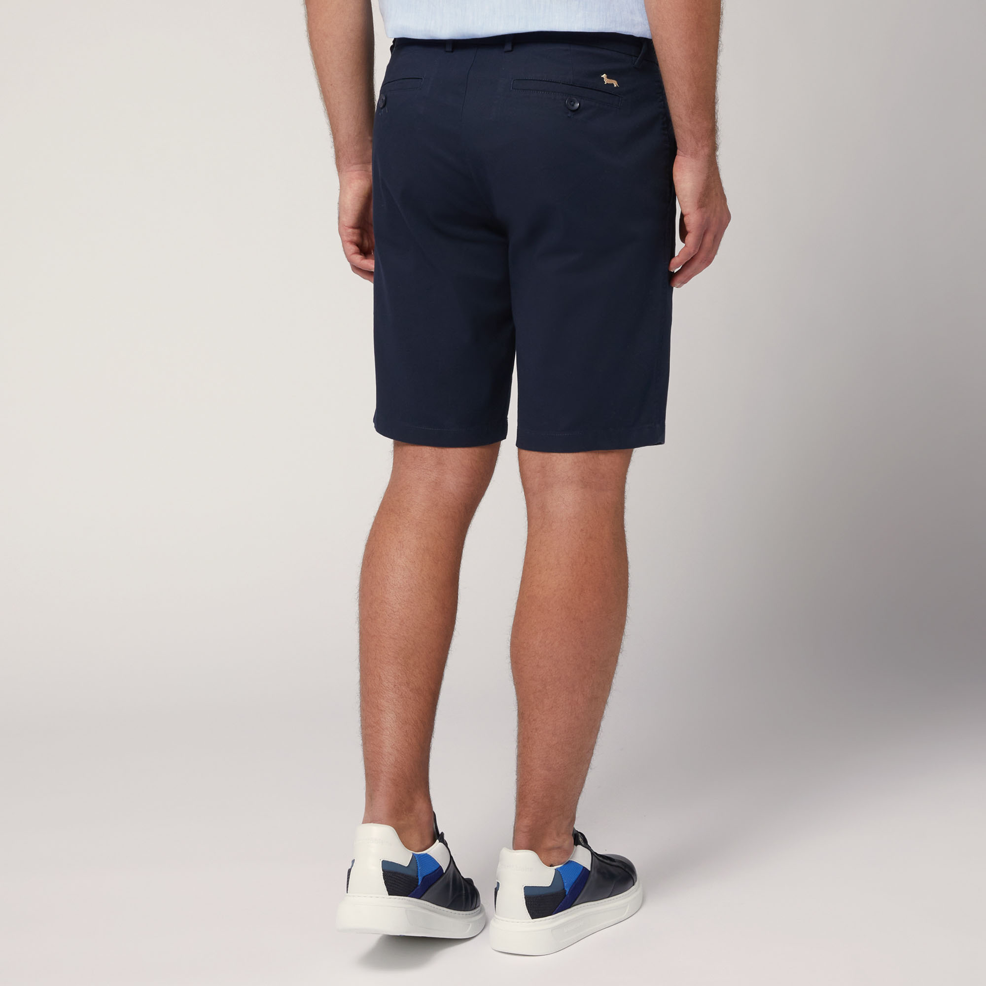 Stretch Cotton Bermuda Shorts, Blue, large image number 1