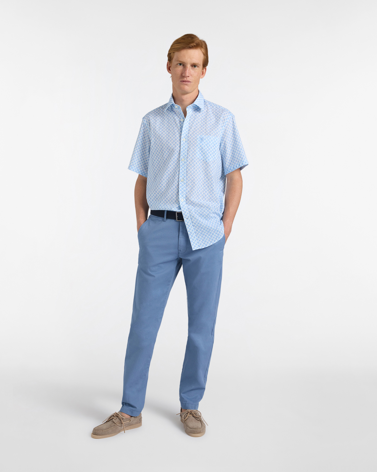 Camicia Uomo Fantasia Geometrica Regular Fit, Celeste, large image number 3