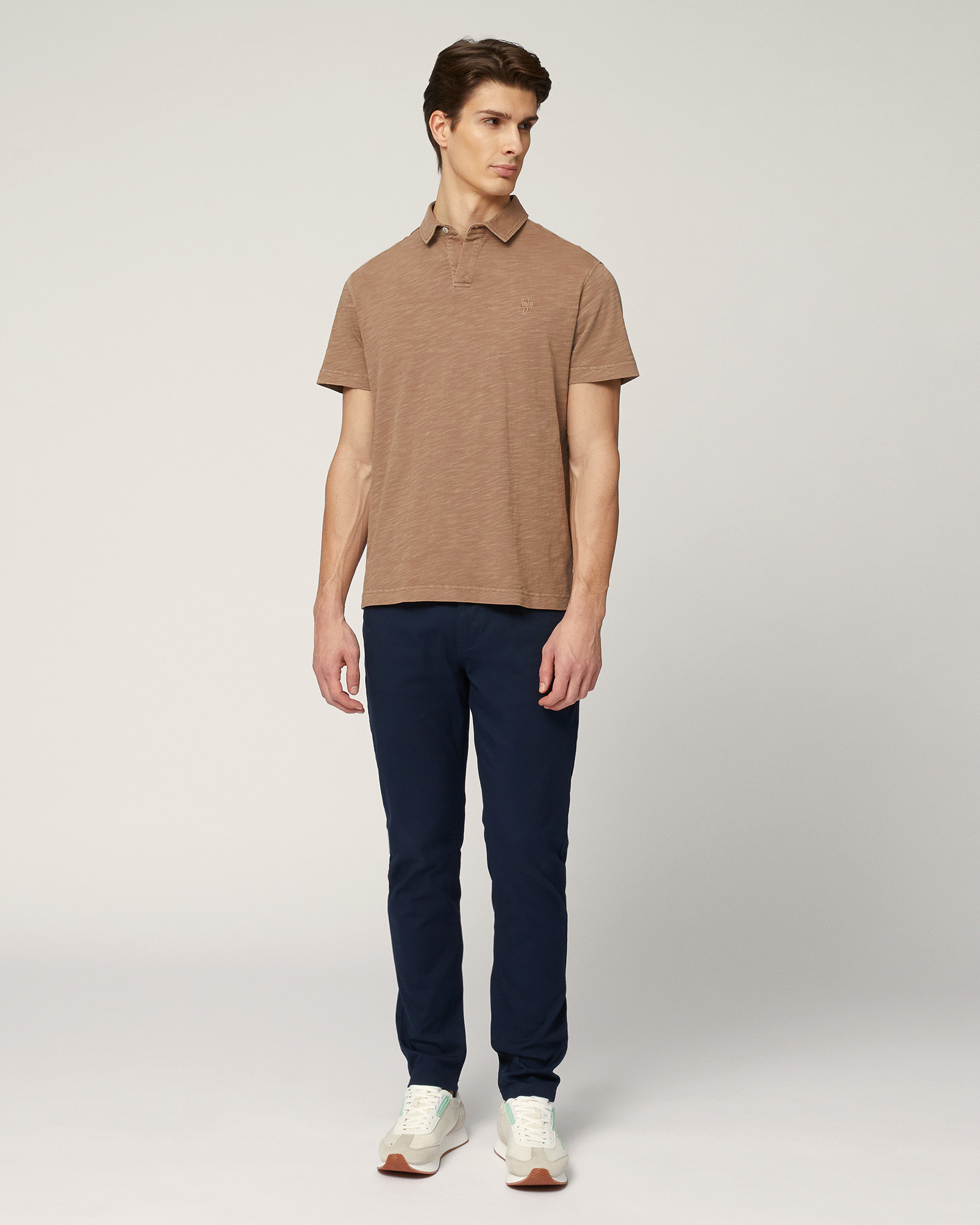 Garment-Dyed Cotton Polo, Light Brown, large image number 3