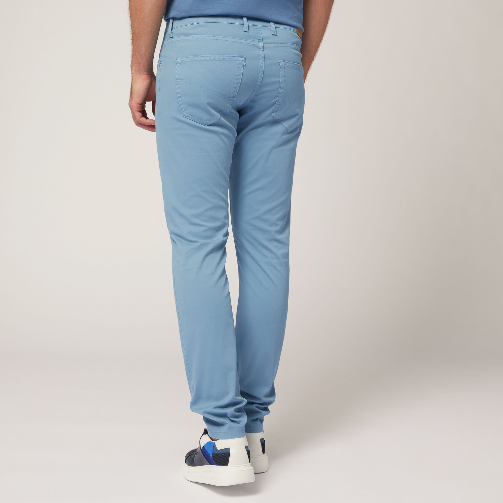 Narrow Five-Pocket Pants, Blue, large image number 1