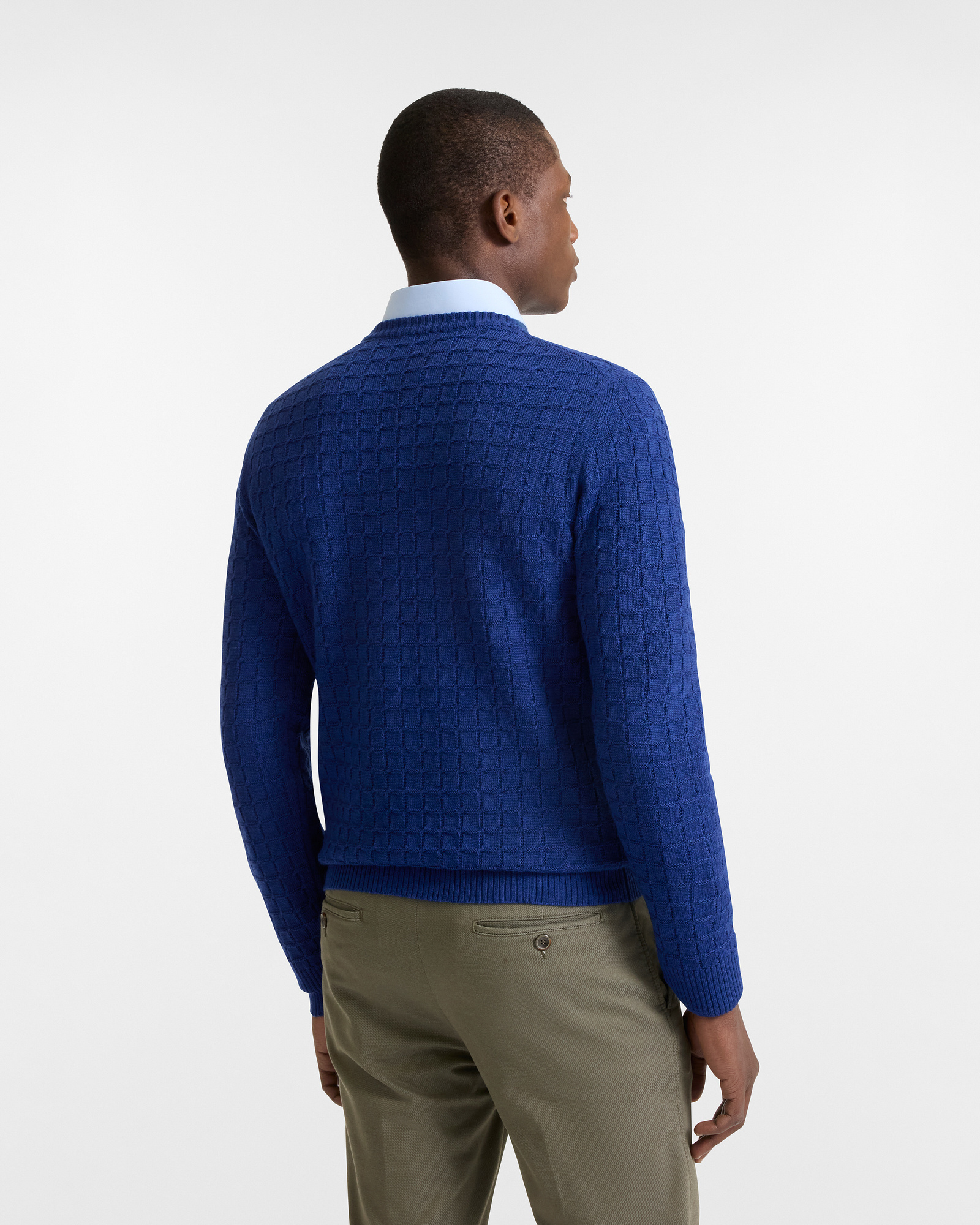 3D Plaid Crewneck Pullover