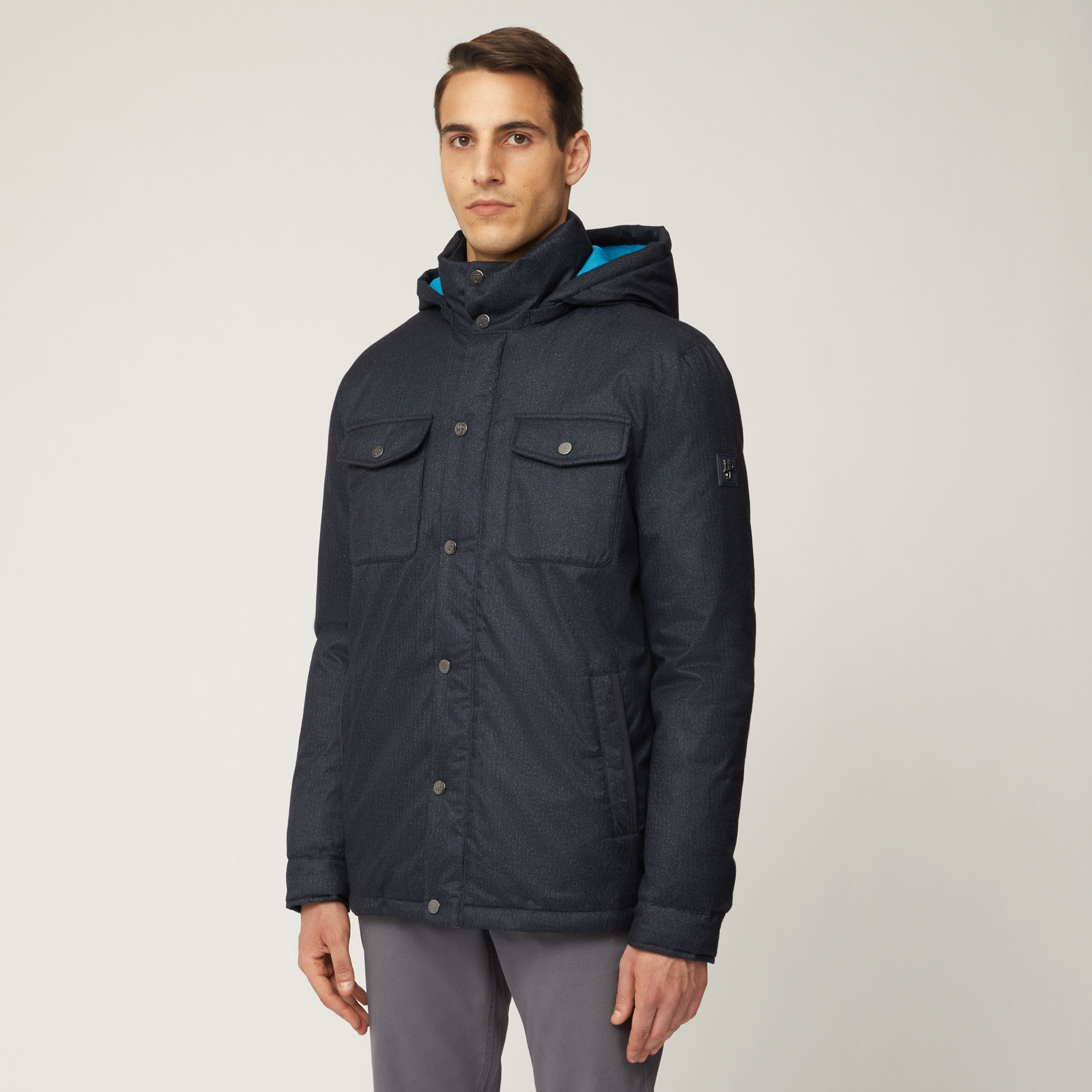 Giubbotto Con Tasconi E Cappuccio Rimovibile, Light Blue, large image number 0