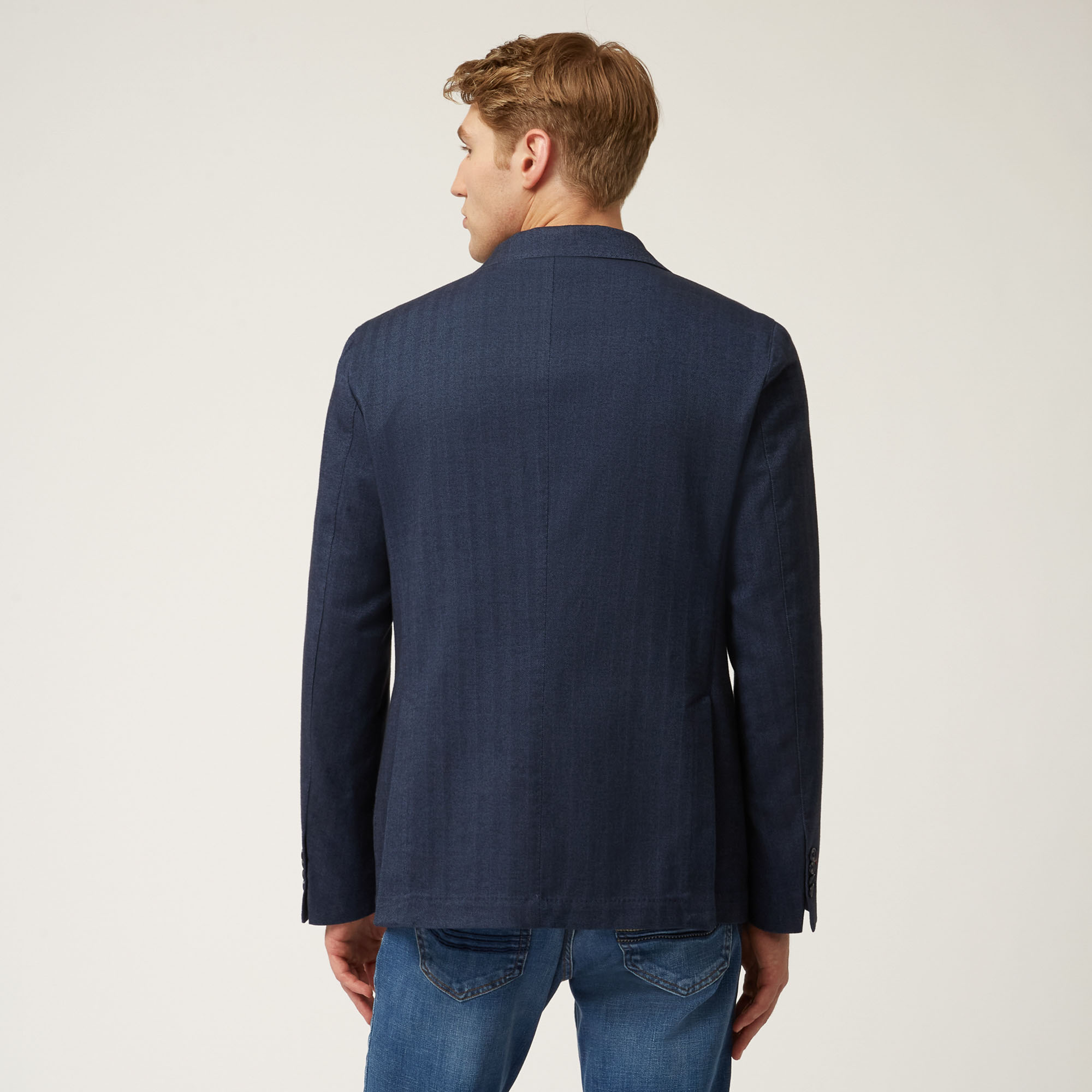 Blazer In Cotone Armaturato, Blu Chiaro, large image number 1