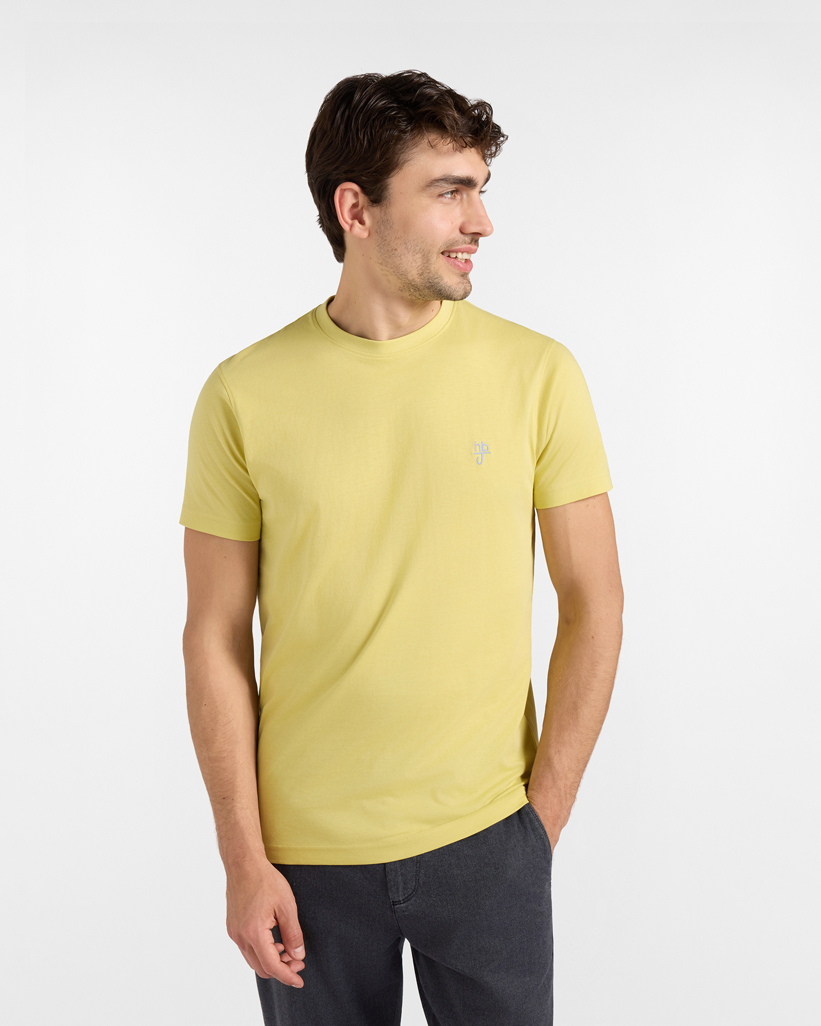 T-shirt HBJ Uomo Narrow Fit in puro cotone giallo