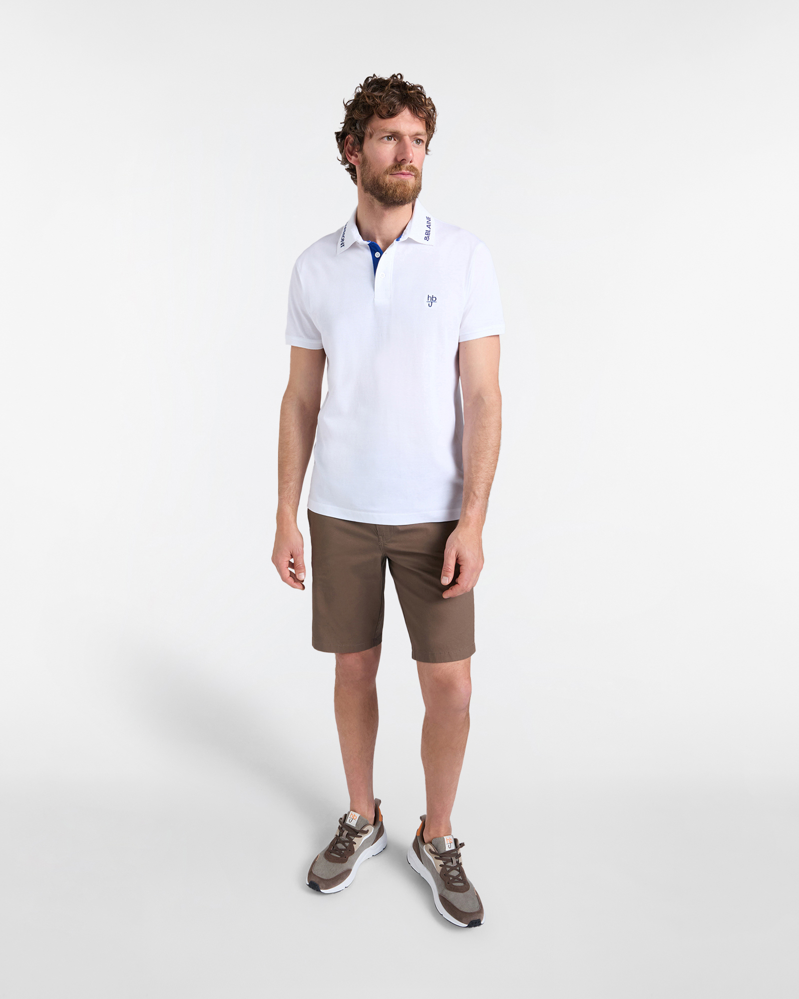Polo uomo regular fit con colletto logo ricamato, Bianco, large image number 3