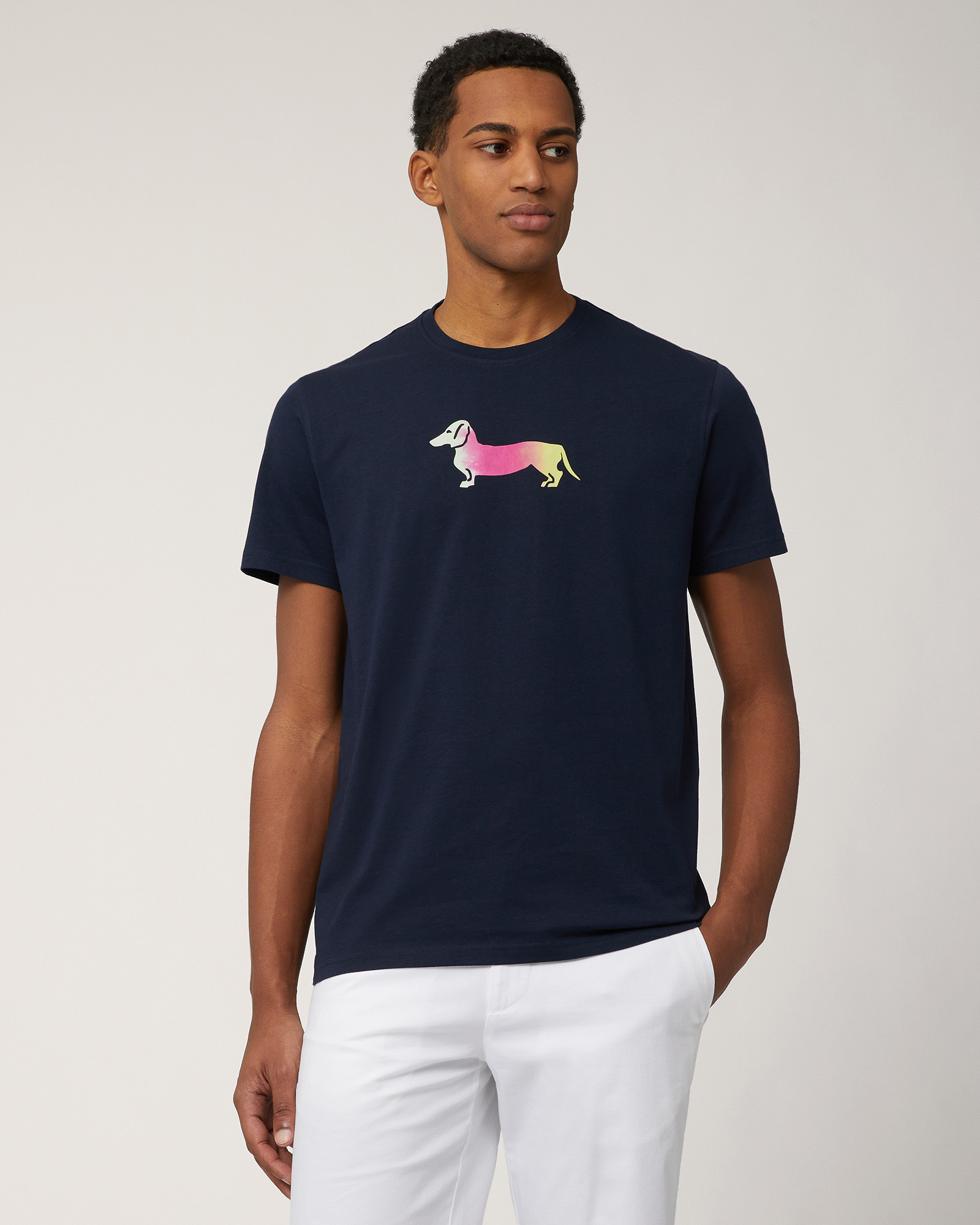 T-Shirt with Maxi Dachshund, Navy Blue, large